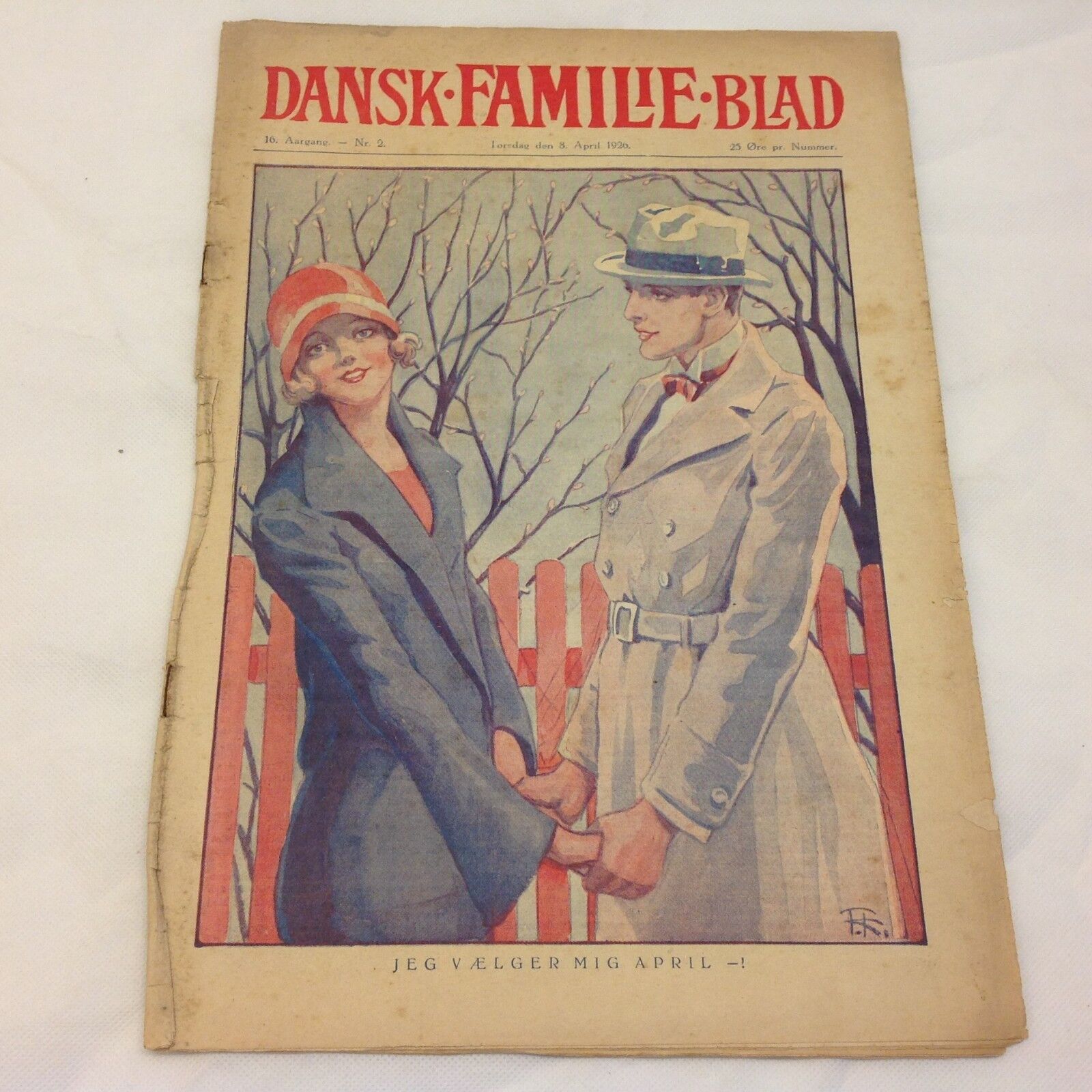 Art Deco Illustration Antique Original 1926 Danish Magazine "Dansk Familieblad"