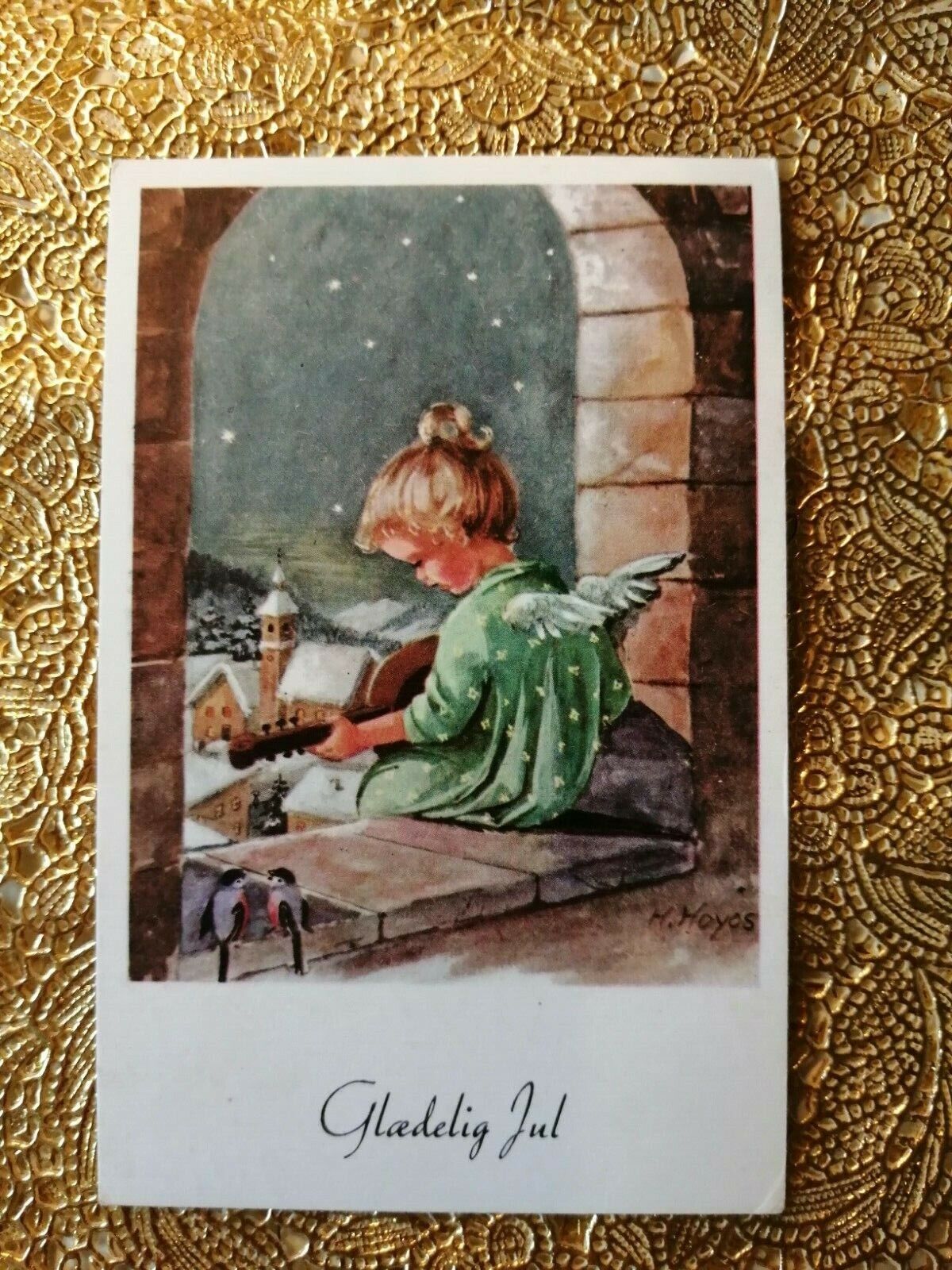 Vintage and collectible Danish Christmas card.Posted in 1967 . ( No. 4 u )