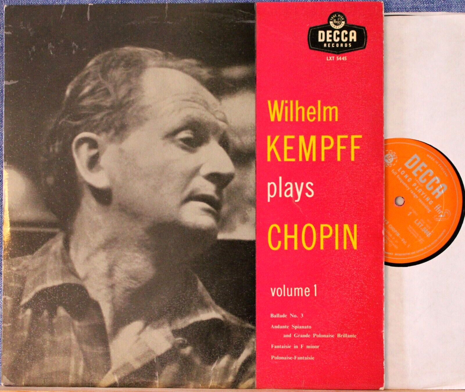 Kempff Chopin (Ballade 3; Fantasia; Polonaises) Decca LXT 5445 NM