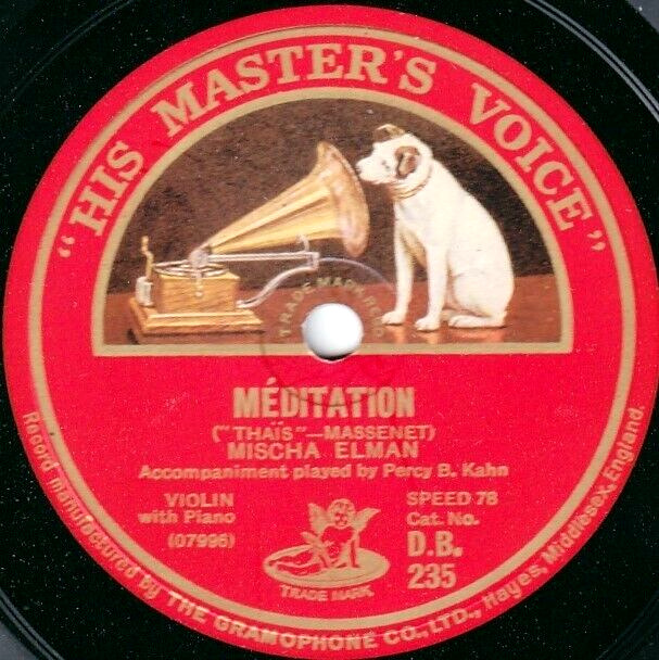 Elman Massenet (Thaïs - Méditation) + Thomé (Simple Aveu) HMV DB 235 NM-