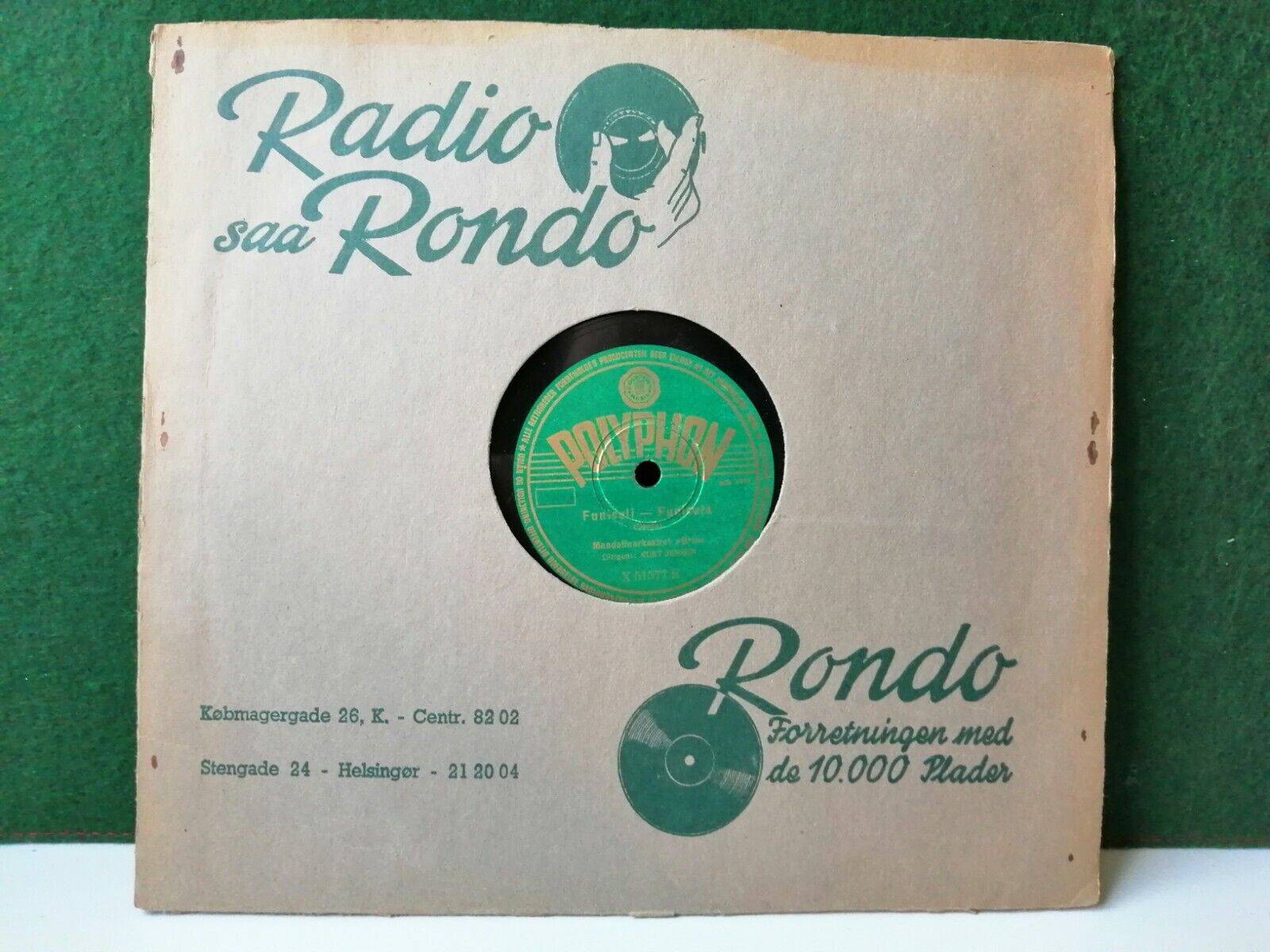 78 RPM  shellacMandolin orchestra "Brio" Kurt JensenDanishFuniculi-Funicula/