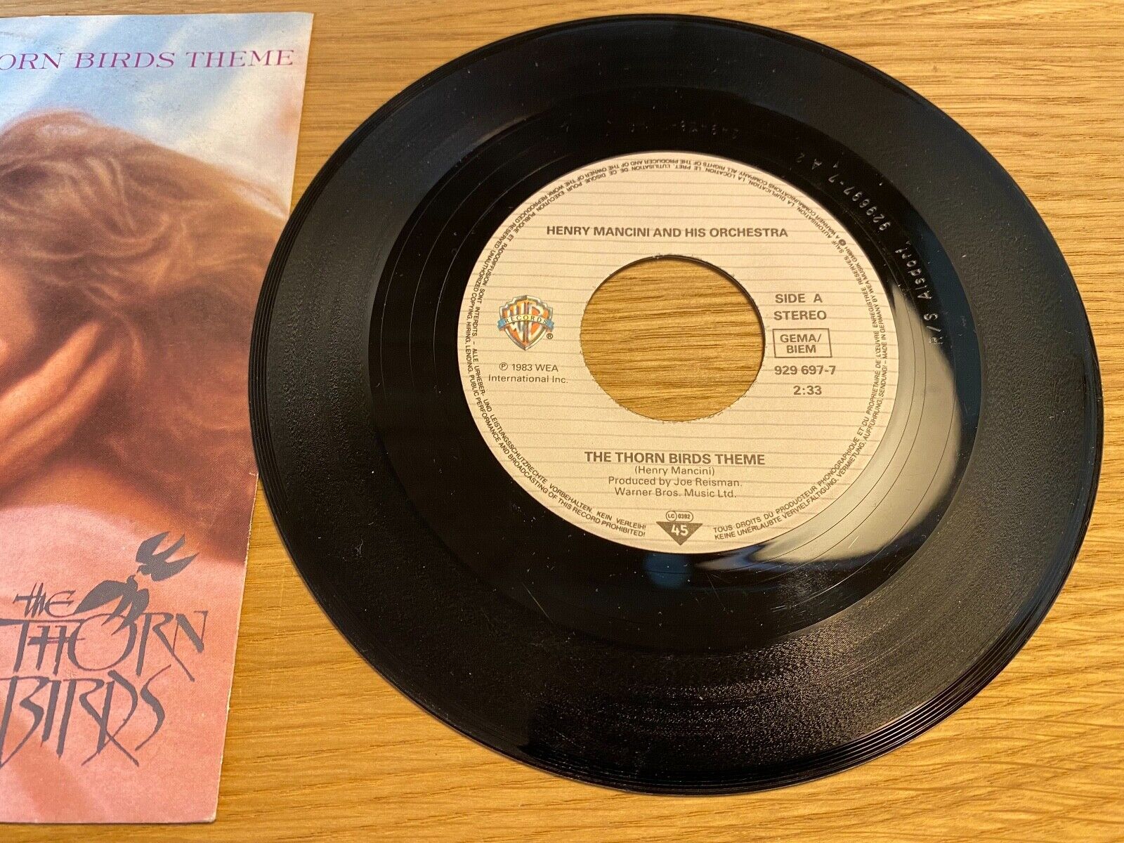 HENRY MANCINI "THE THORN BIRDS THEME" WARNER BROS W GERMAN 1983 7" VINYL SINGLE