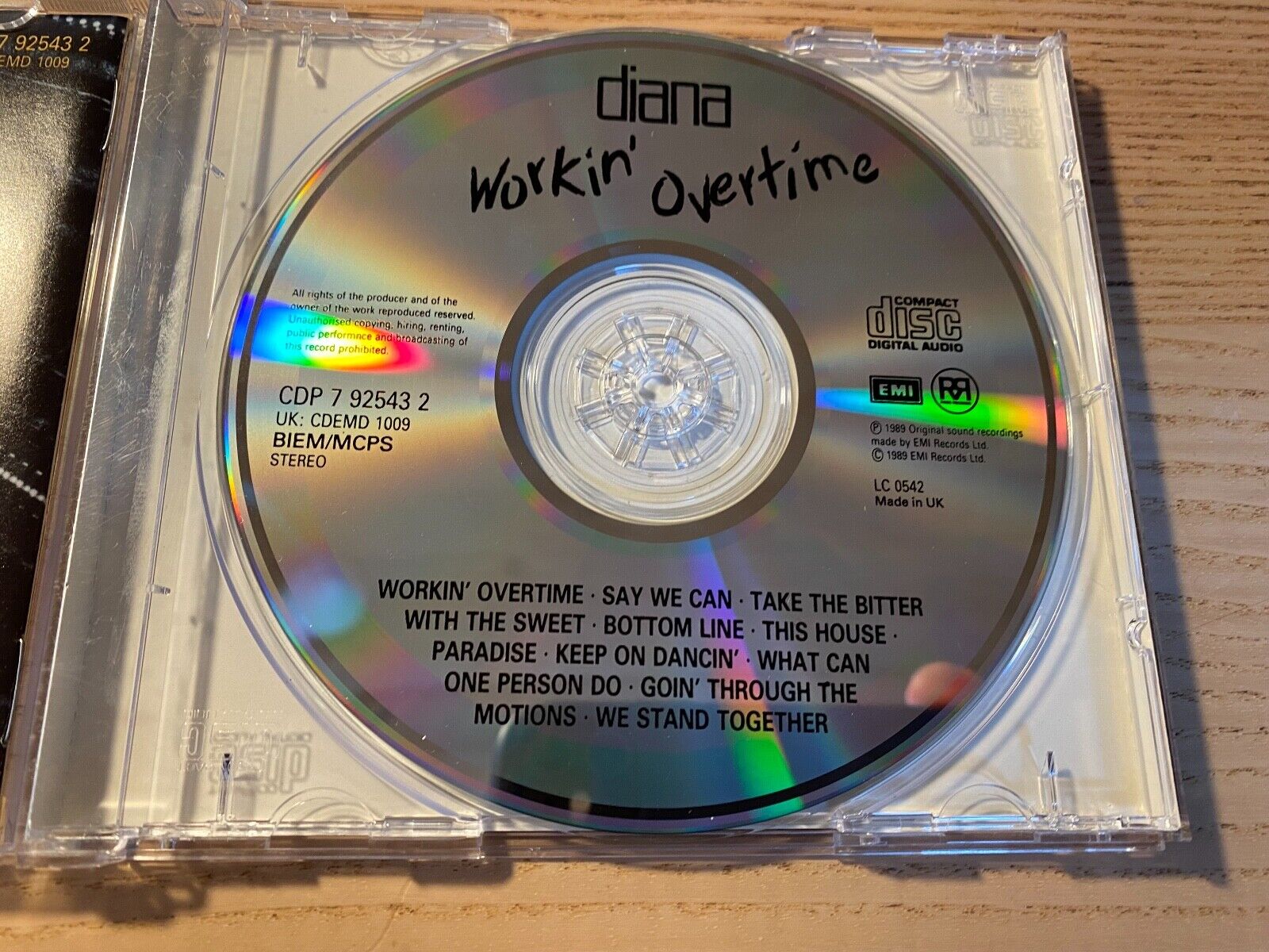 DIANA ROSS "WORKIN´ OVERTIME" 1989 CD ALBUM 10 TRACK EMI RECORDS UNITED KINGDOM*