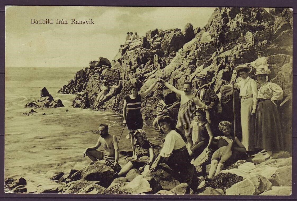 g1820/ Sweden Postcard 1912 # Bathing People in Ransvik