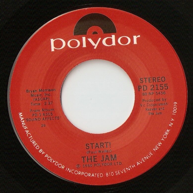 THE JAM START  WHEN YOU`RE YOUNG US 7" 1980 MOD REVIVAL 1 OF 2 LABEL VARIATIONS