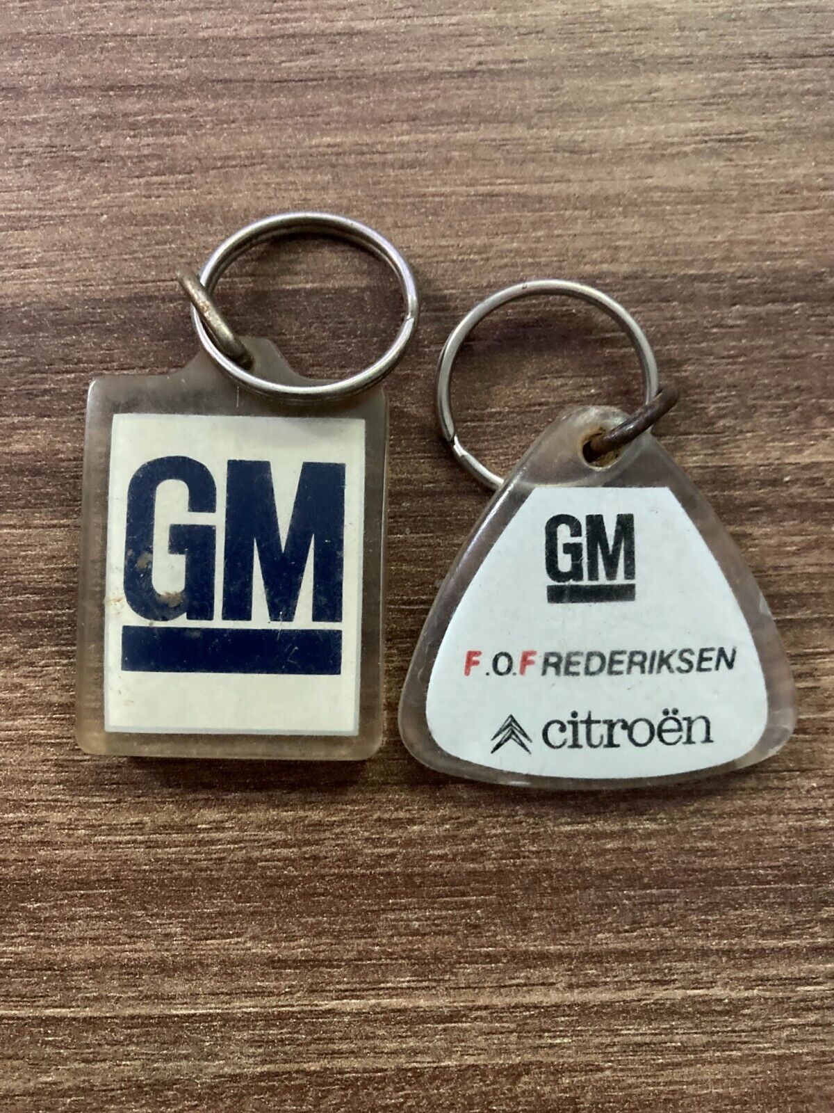 Lot of 2 Vintage GM Keychains - 1980s Classic Car Memorabilia from Denmark