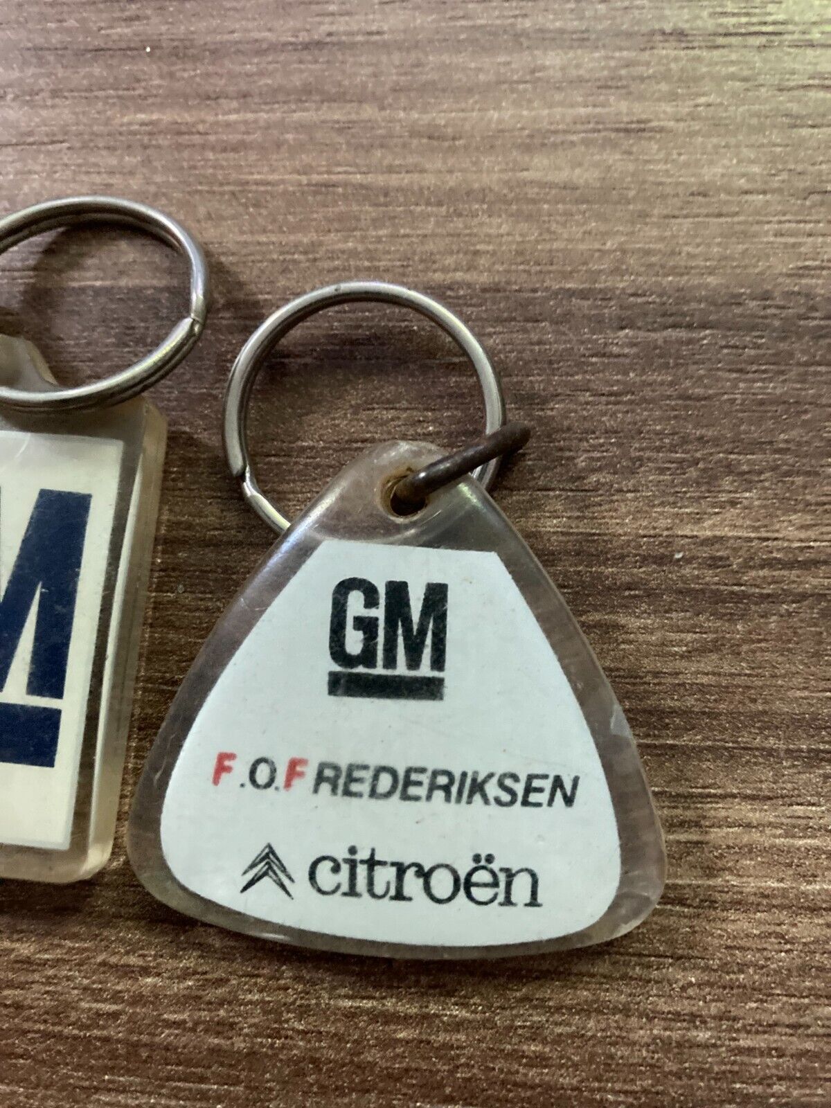 Lot of 2 Vintage GM Keychains - 1980s Classic Car Memorabilia from Denmark