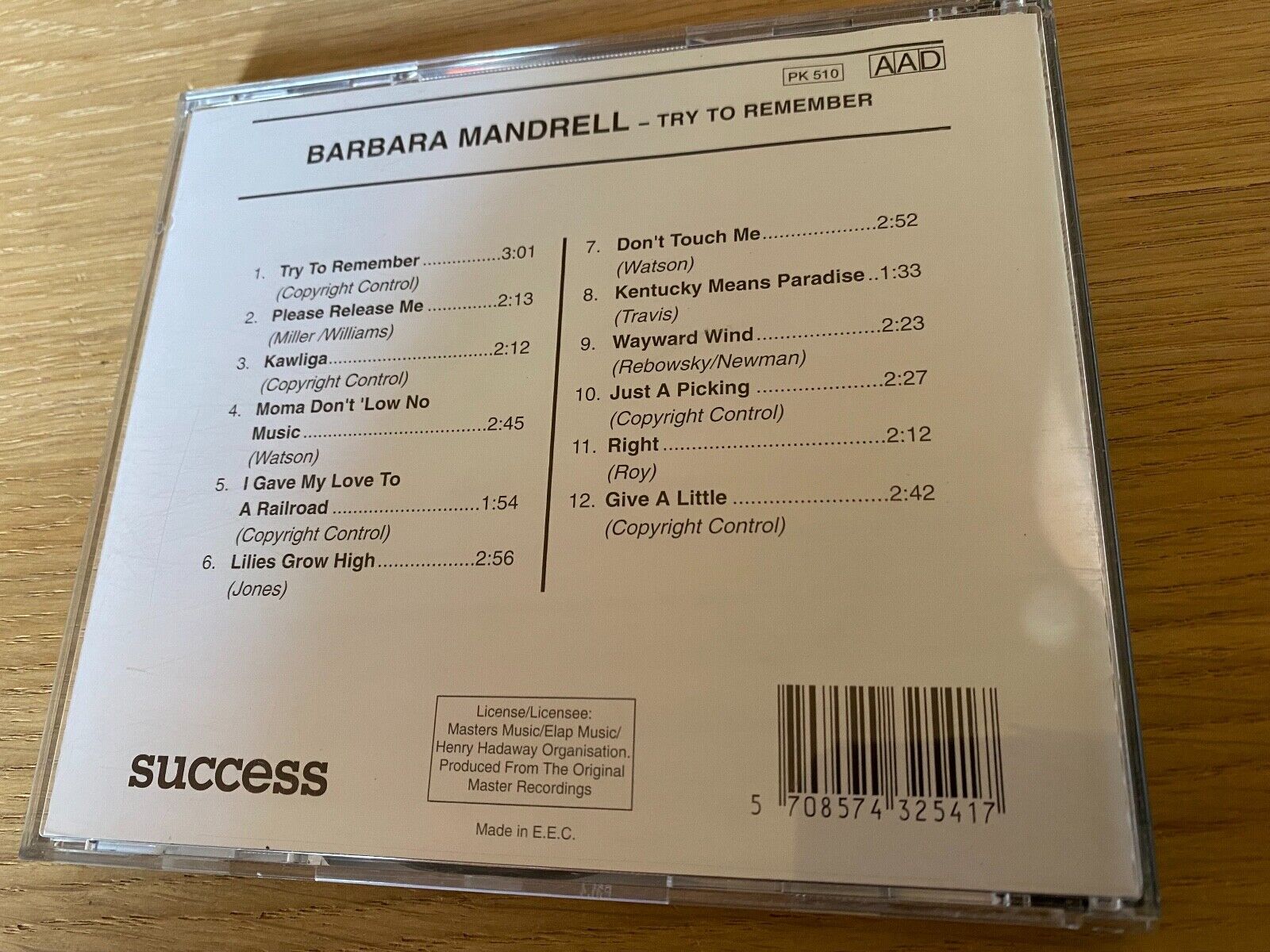 BARBARA MANDRELL "TRY TO REMEMBER" AAD CD ALBUM 12 TRACK SUCCESS RECORDS EEC*