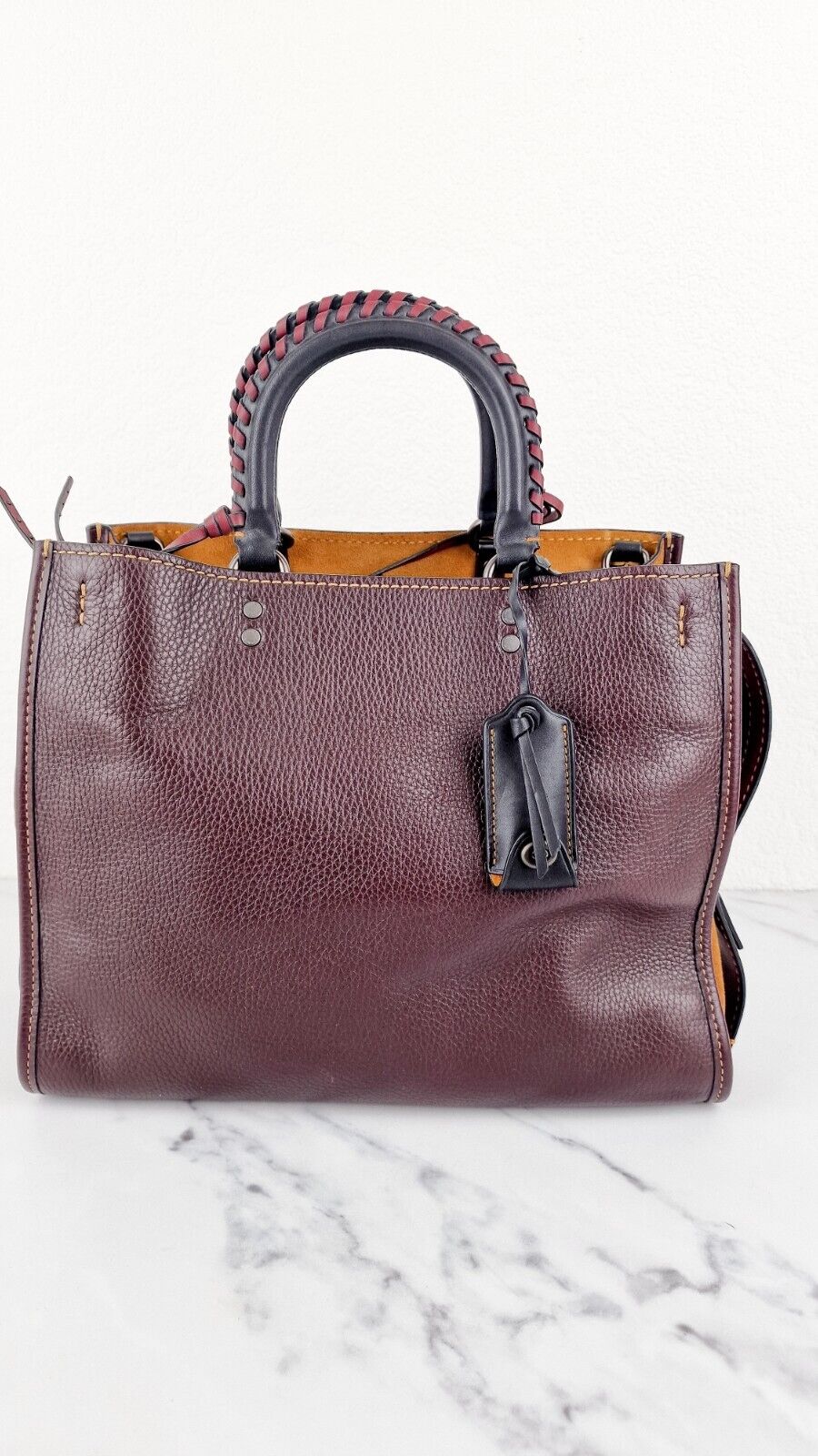 Coach Rogue 31 Oxblood Whipstitch Handles Brown Pebbled Leather 1941 Bag 58116