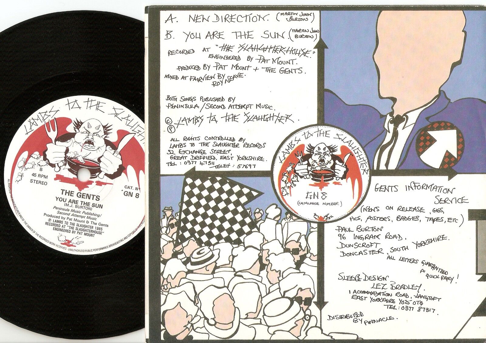 THE GENTS NEW DIRECTION  THE SUN 45+PS 1985 MOD REVIVAL THE JAM MARTIN BURTON