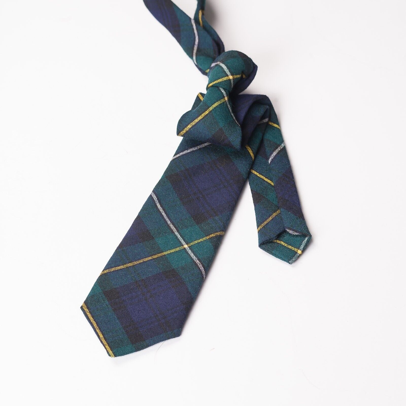 LOCHMARL Blue Green Yellow Tartan Check Wool Tie