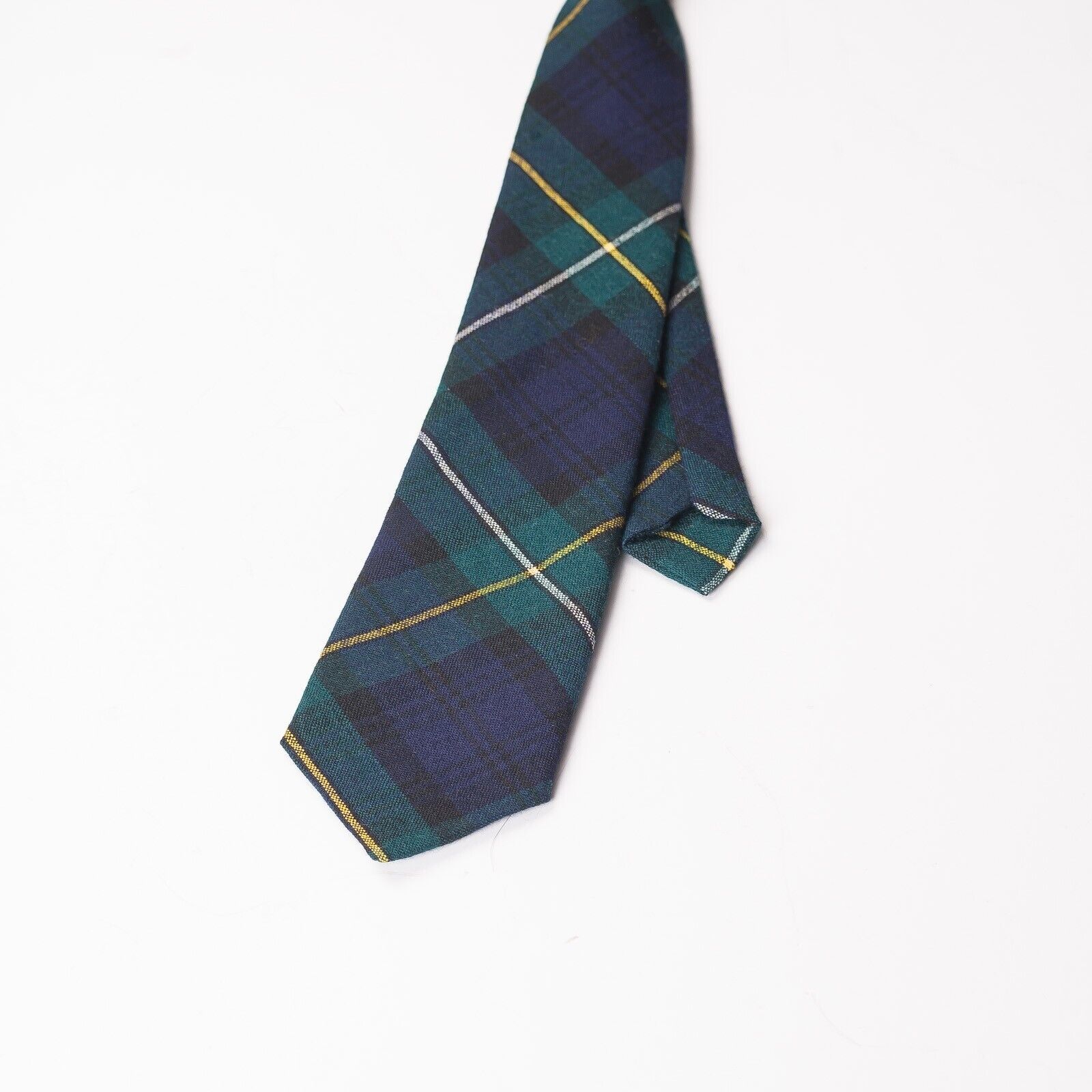 LOCHMARL Blue Green Yellow Tartan Check Wool Tie