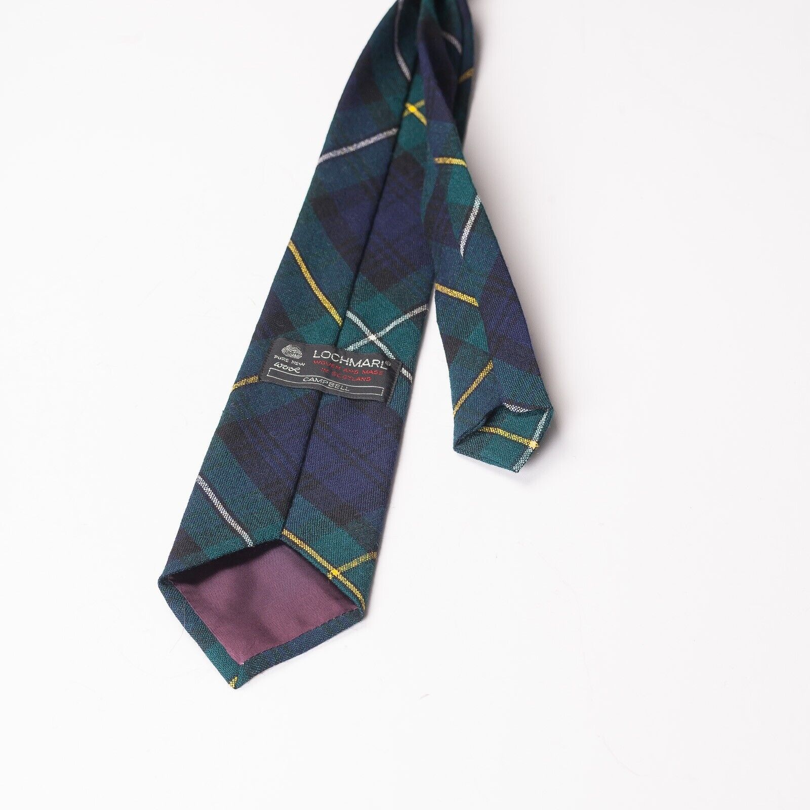 LOCHMARL Blue Green Yellow Tartan Check Wool Tie