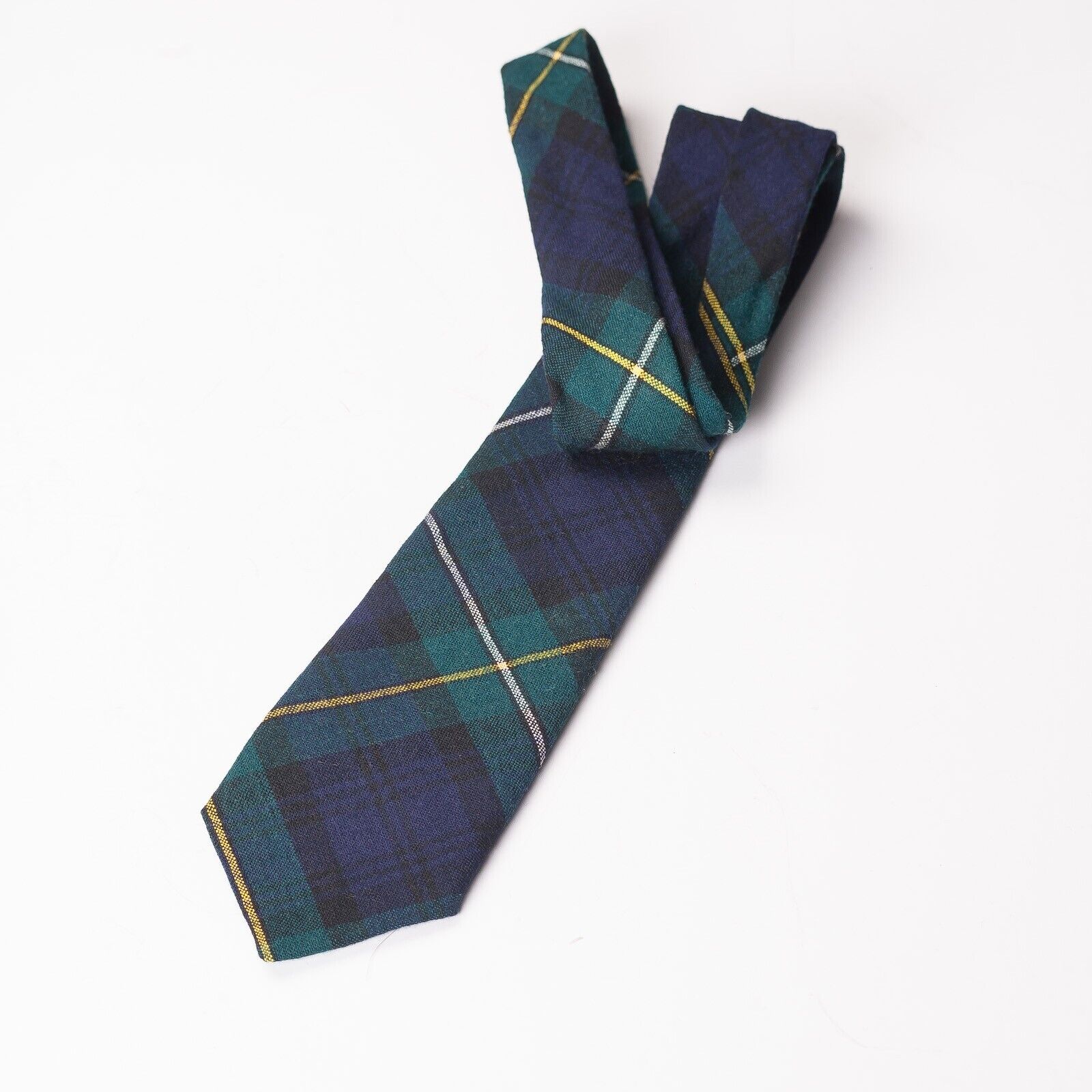 LOCHMARL Blue Green Yellow Tartan Check Wool Tie