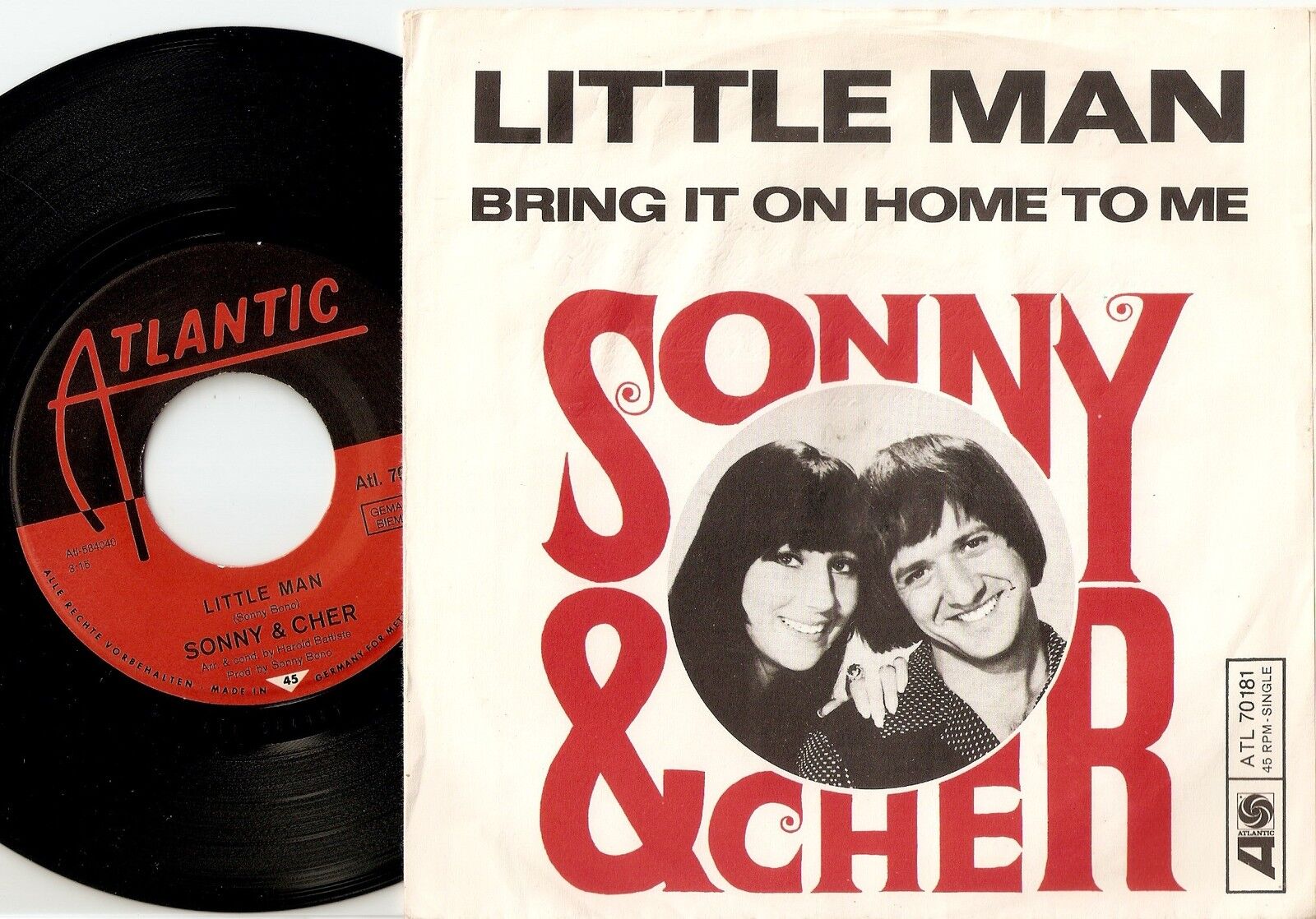 SONNY AND CHER LITTLE MAN  BRING IT ON HOME TO ME GERMAN 45+PS 1966 BEAT SOUL