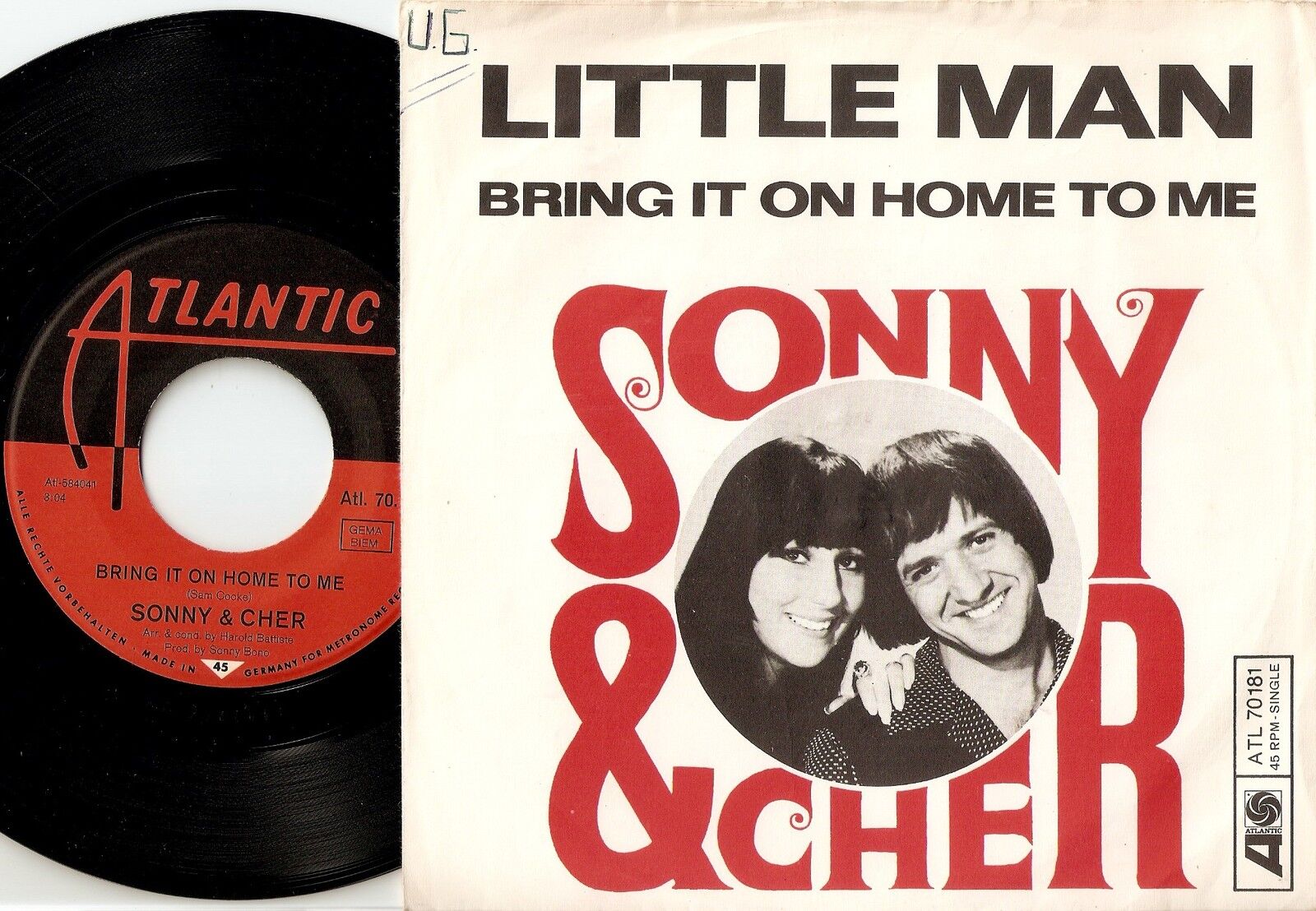 SONNY AND CHER LITTLE MAN  BRING IT ON HOME TO ME GERMAN 45+PS 1966 BEAT SOUL