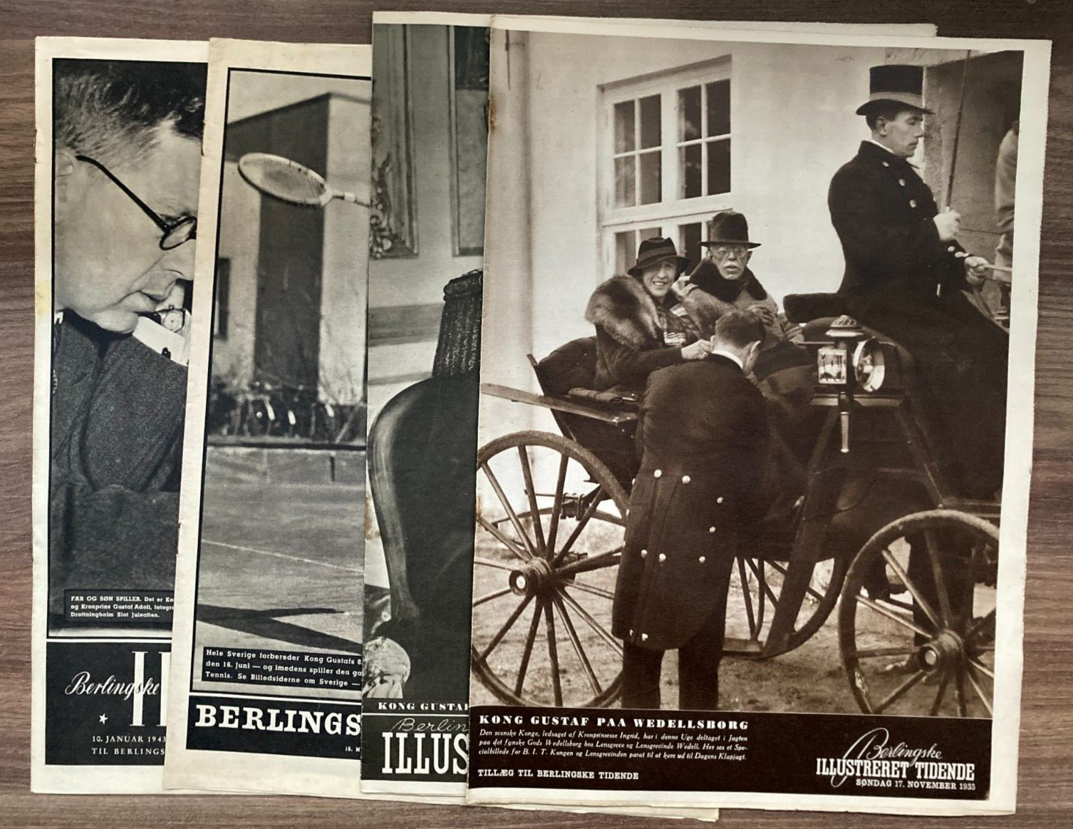 4x King Carl Gustaf V of Sweden 1939 Danish Magazines "Berlingske Illustrerede"