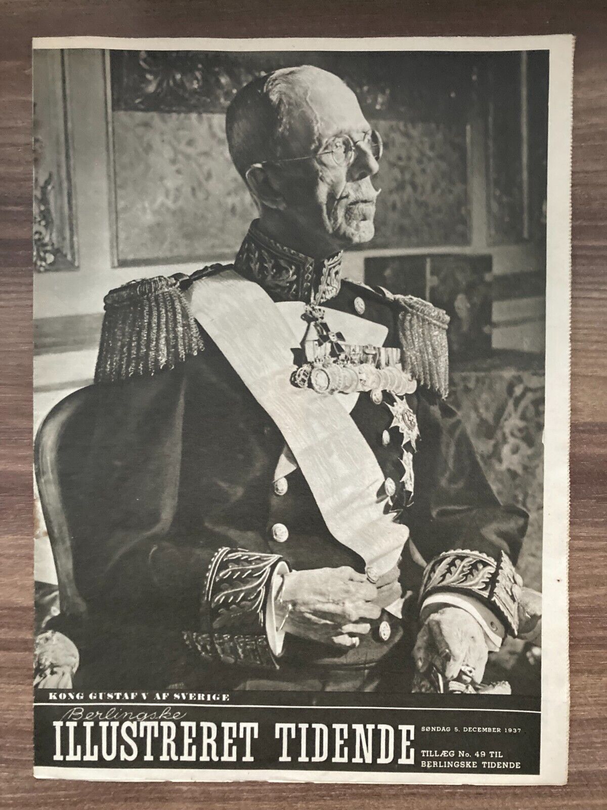 4x King Carl Gustaf V of Sweden 1939 Danish Magazines "Berlingske Illustrerede"