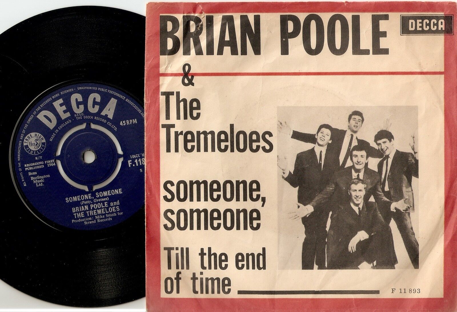 BRIAN POOLE AND THE TREMELOES SOMEONE  END OF TIME DANISH PS+45 64 MOD BEAT RB