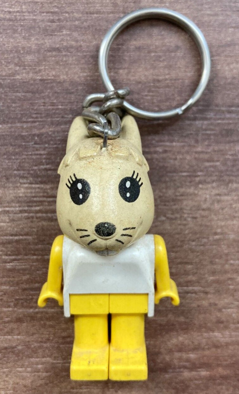 1980s LEGO Fabuland Bunny Rabbit Plastic - Original Vintage Key Ring Chain