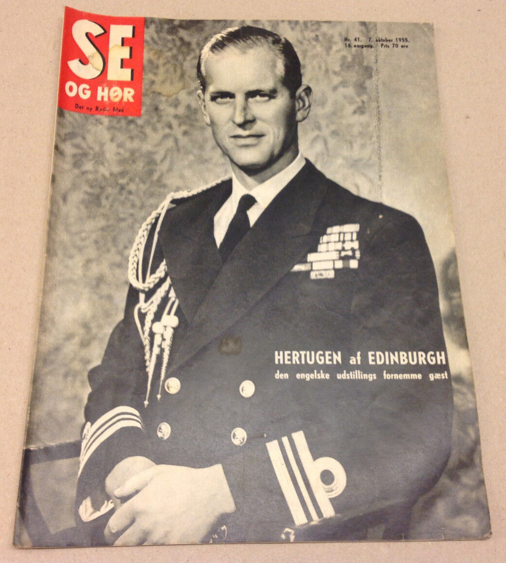 DUKE OF EDINBURGH PRINCE PHILLIP ON THE FRONT COVER VINTAGE Danish Magazine 1955