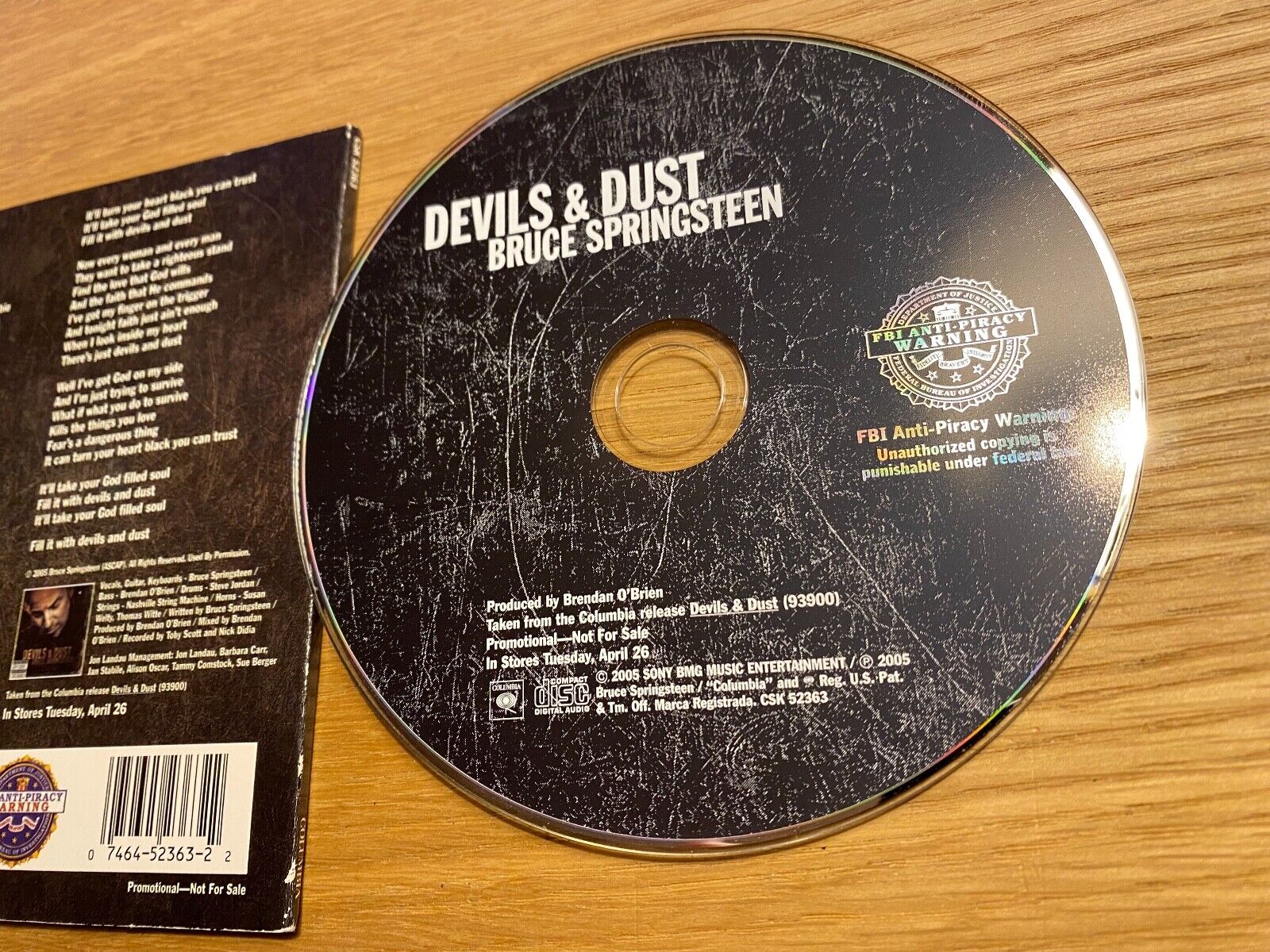 BRUCE SPRINGSTEEN "DEVILS  DUST" 1 TRACK PROMO CD SINGLE 2005 USA PROMOTIONAL**