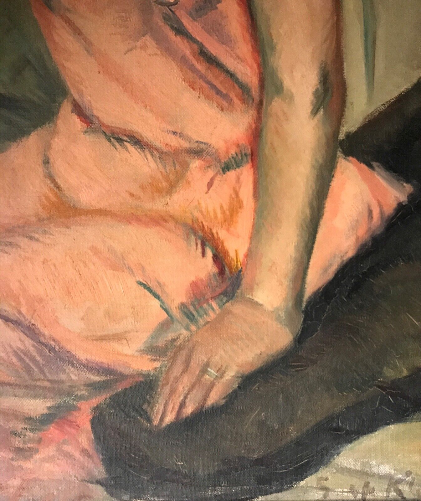 Gunilla de Klercker (1882-1969) SEATED WOMAN IN A CHEMISE original oil painting