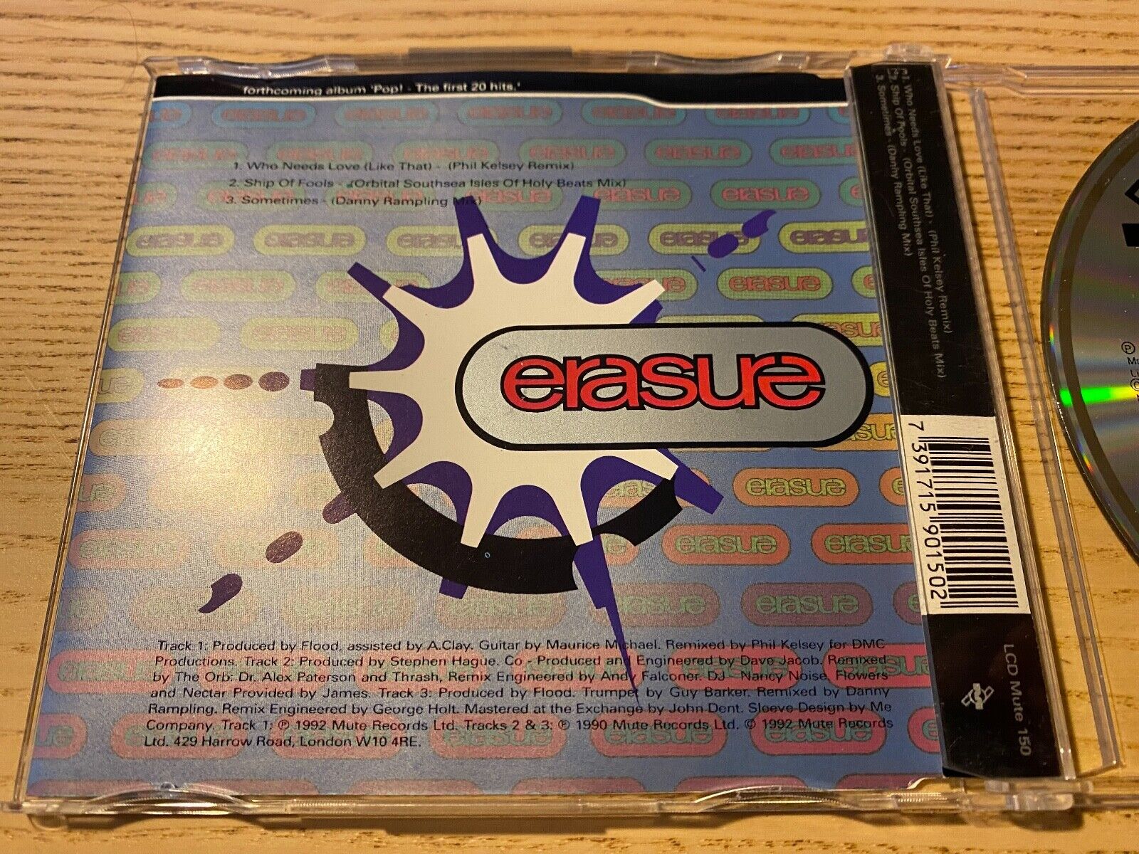 ERASURE "WHO NEEDS LOVE (LIKE THAT)" 1992 MUTE RECORDS 3 REMIX CD SINGLE SWEDEN`