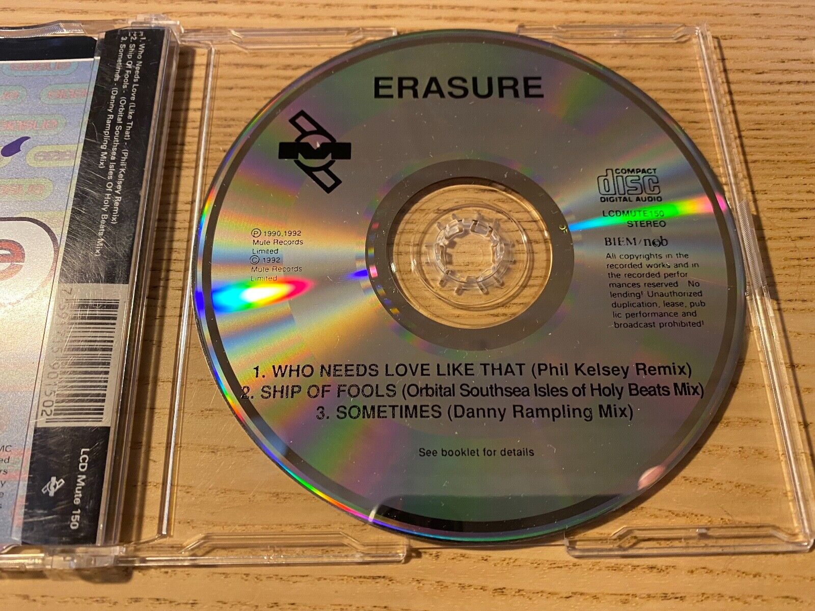 ERASURE "WHO NEEDS LOVE (LIKE THAT)" 1992 MUTE RECORDS 3 REMIX CD SINGLE SWEDEN`