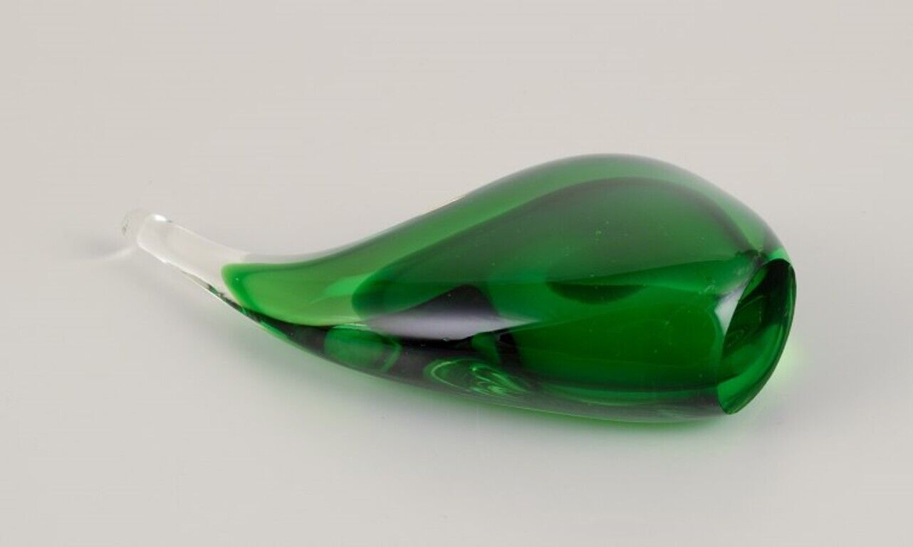 Per Lütken for Holmegaard Sculpture in green art glass Organic shape 1960s