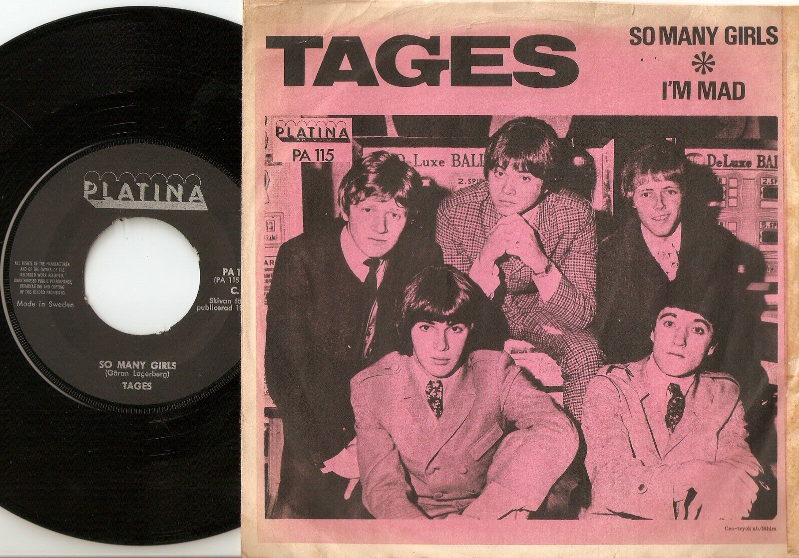 TAGES SO MANY GIRLS  I`M MAD SWEDISH 45+PS 1966 MOD FREAKBEAT PSYCH GARAGE BEAT