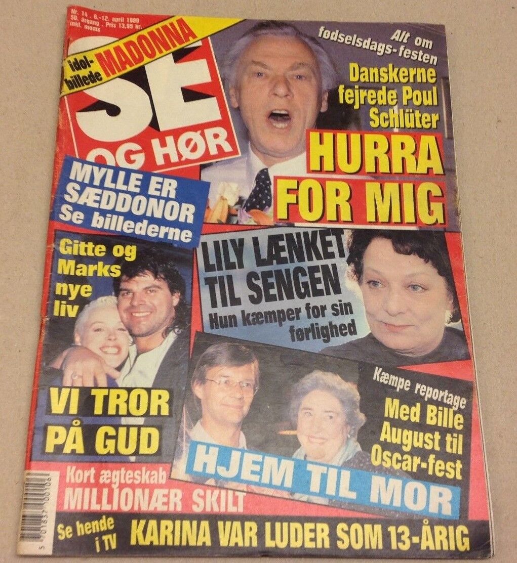 Mark Gastineau Gitte Nielsen +Madonna Poster Danish Magazine 1989 "Se og Hoer"