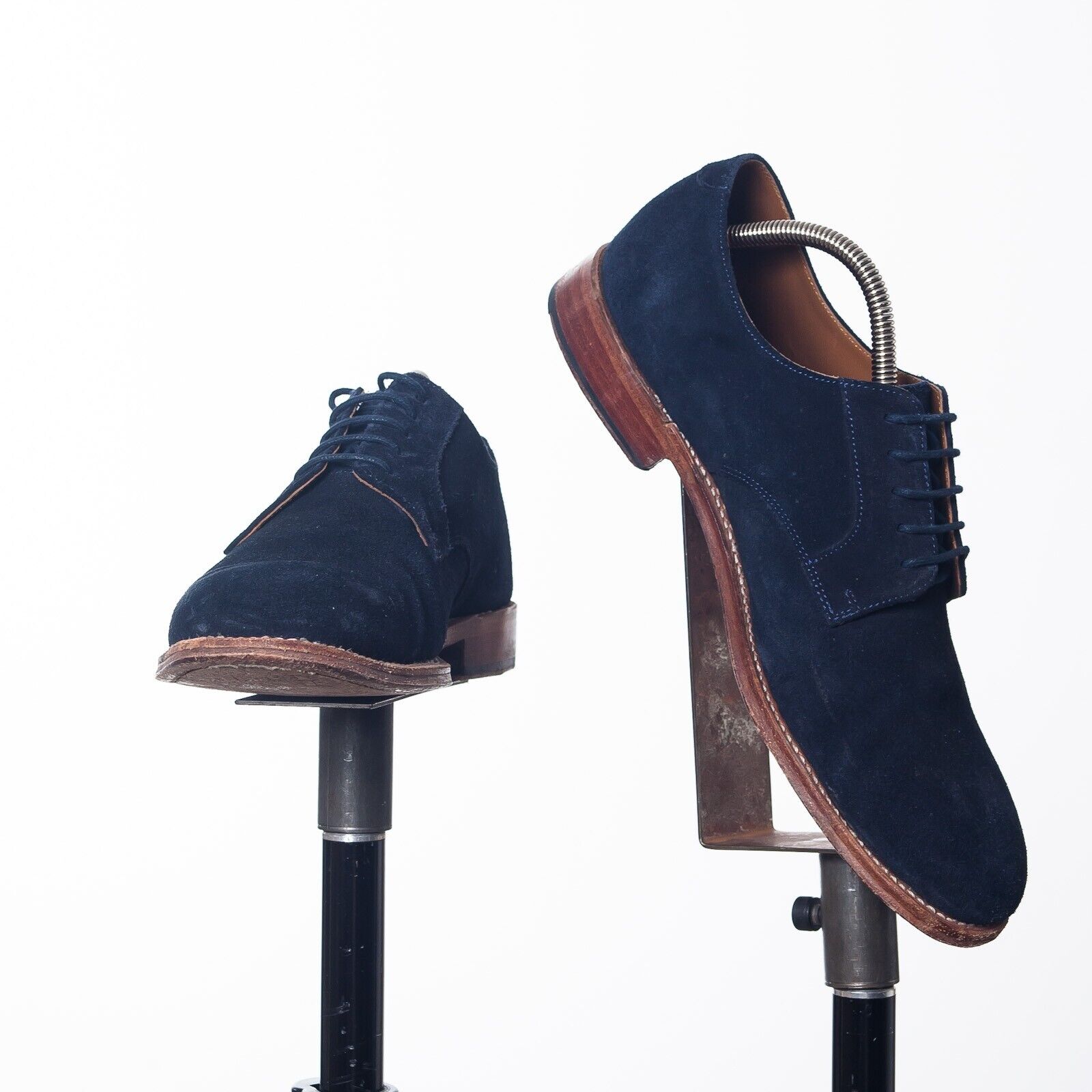 GRENSON Blue Suede Derby Shoes UK Made UK8F