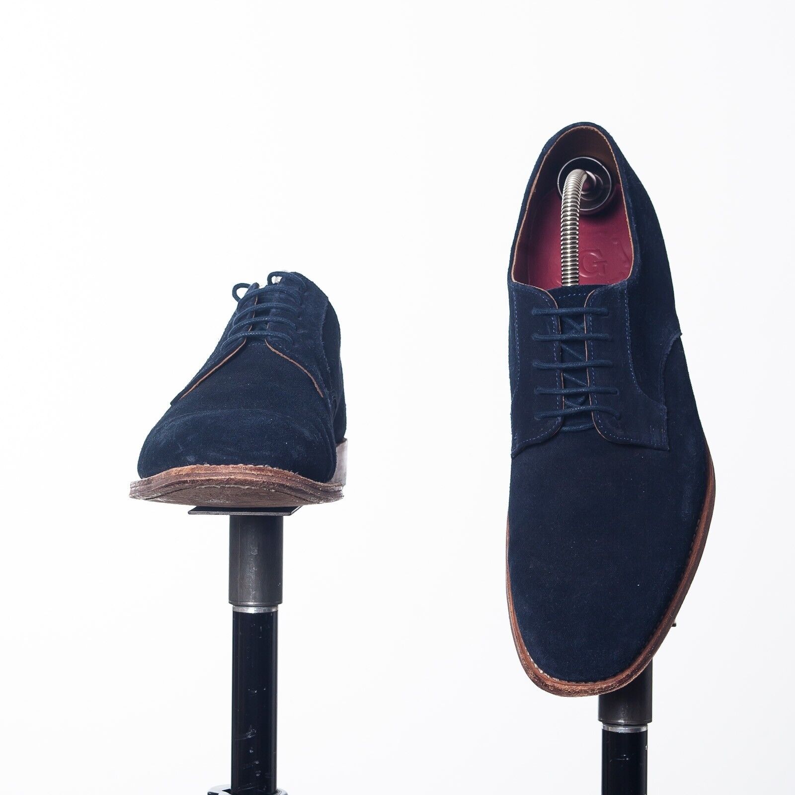 GRENSON Blue Suede Derby Shoes UK Made UK8F