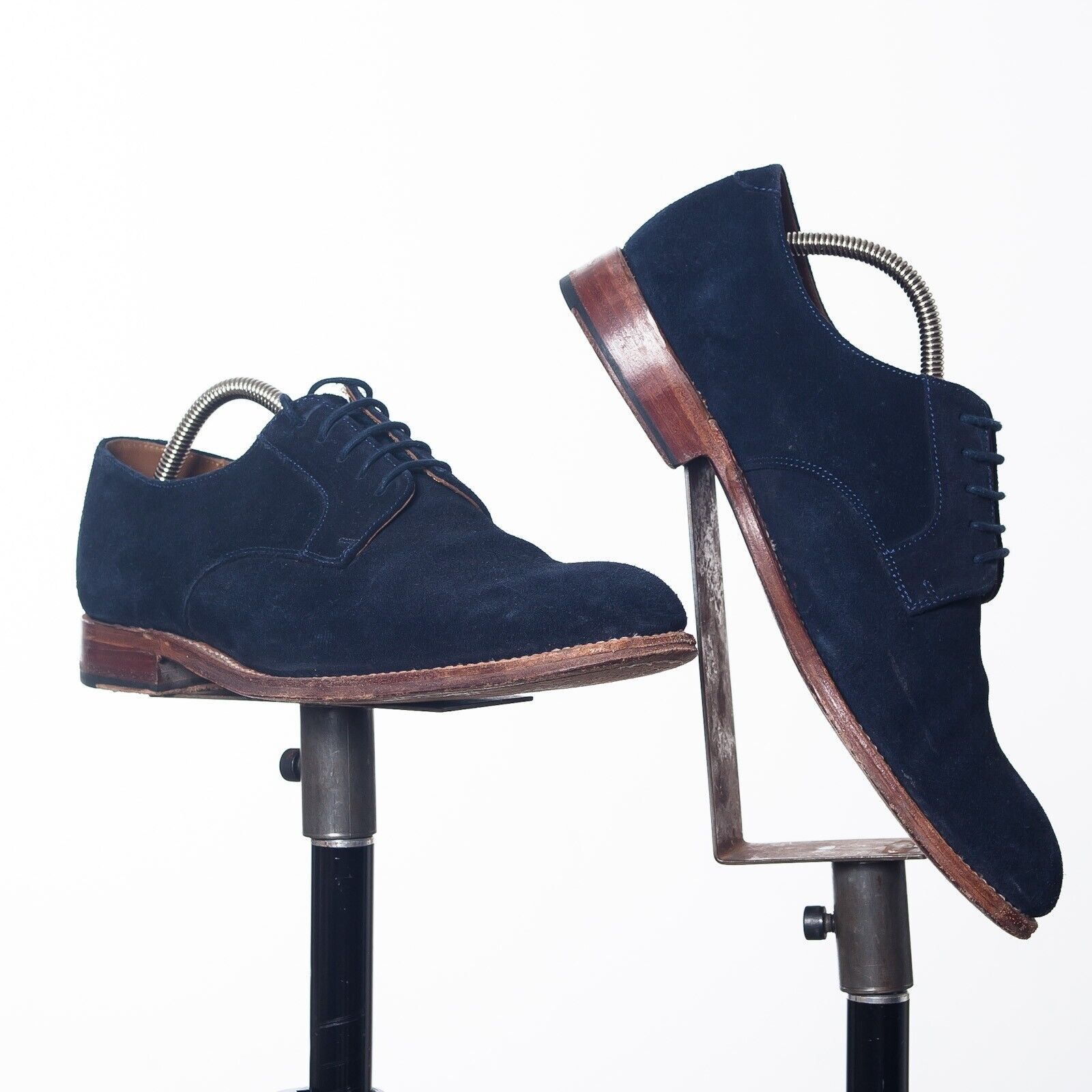 GRENSON Blue Suede Derby Shoes UK Made UK8F