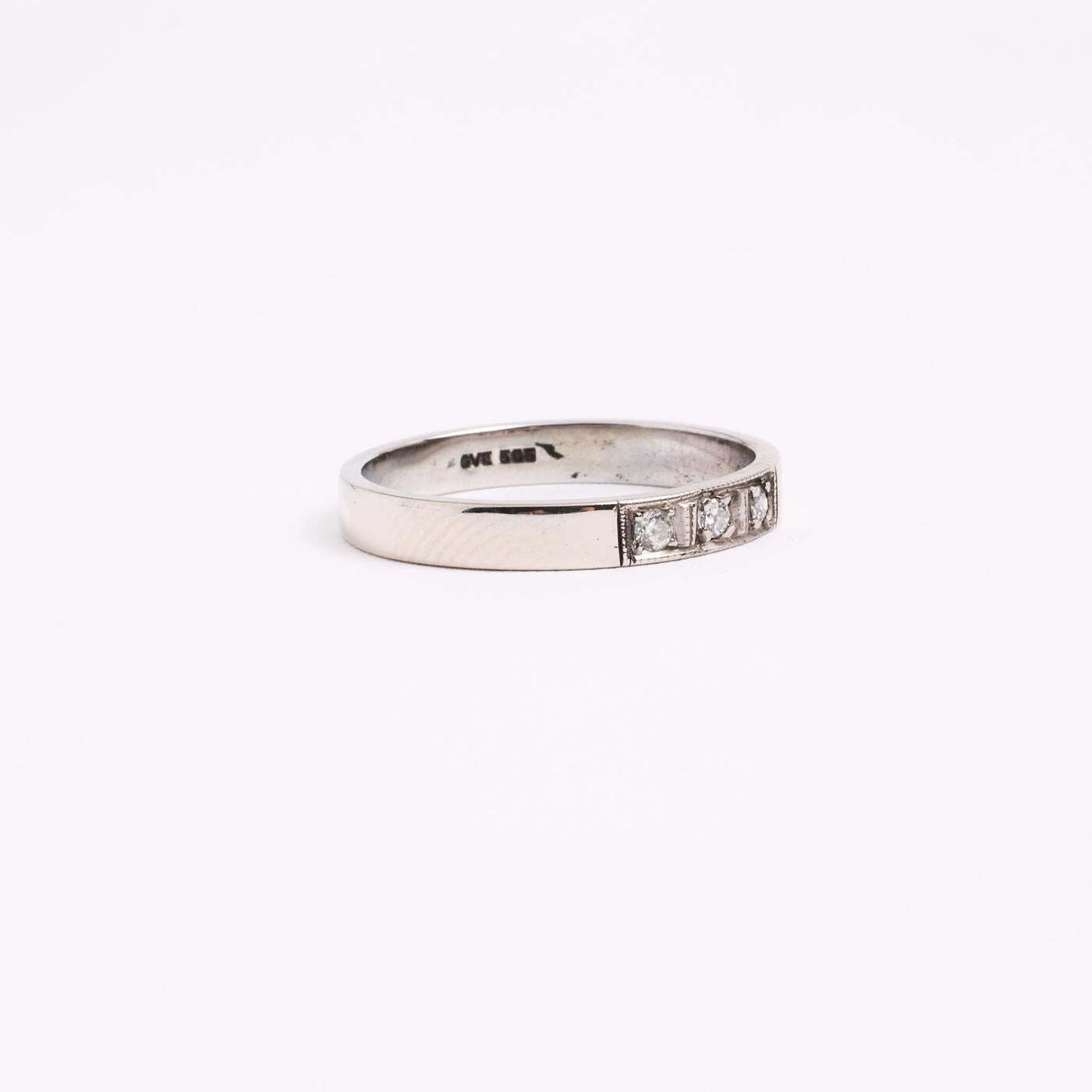 Ring with diamond (007 ct) in 14K White gold size 8½ | Solid Gold