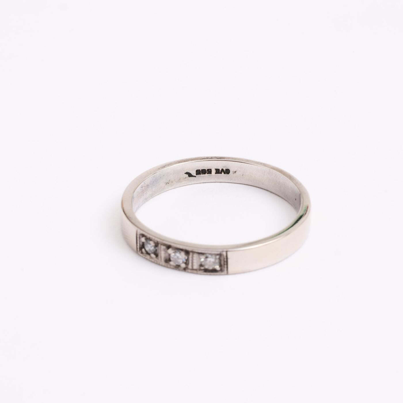 Ring with diamond (007 ct) in 14K White gold size 8½ | Solid Gold