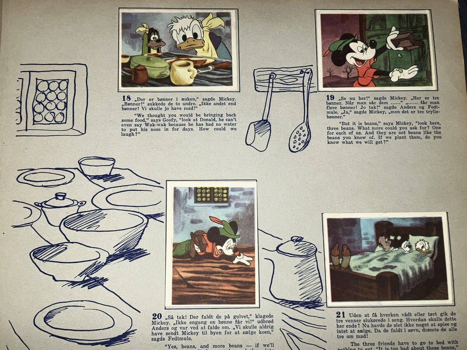 1952 Complete Set Danish Mickey Mouse Fun  Fancy Free FOSKA Trading Cards Album