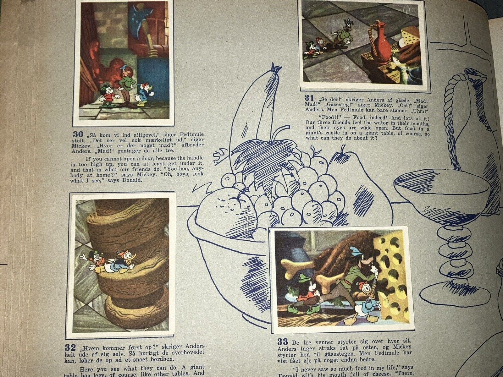 1952 Complete Set Danish Mickey Mouse Fun  Fancy Free FOSKA Trading Cards Album