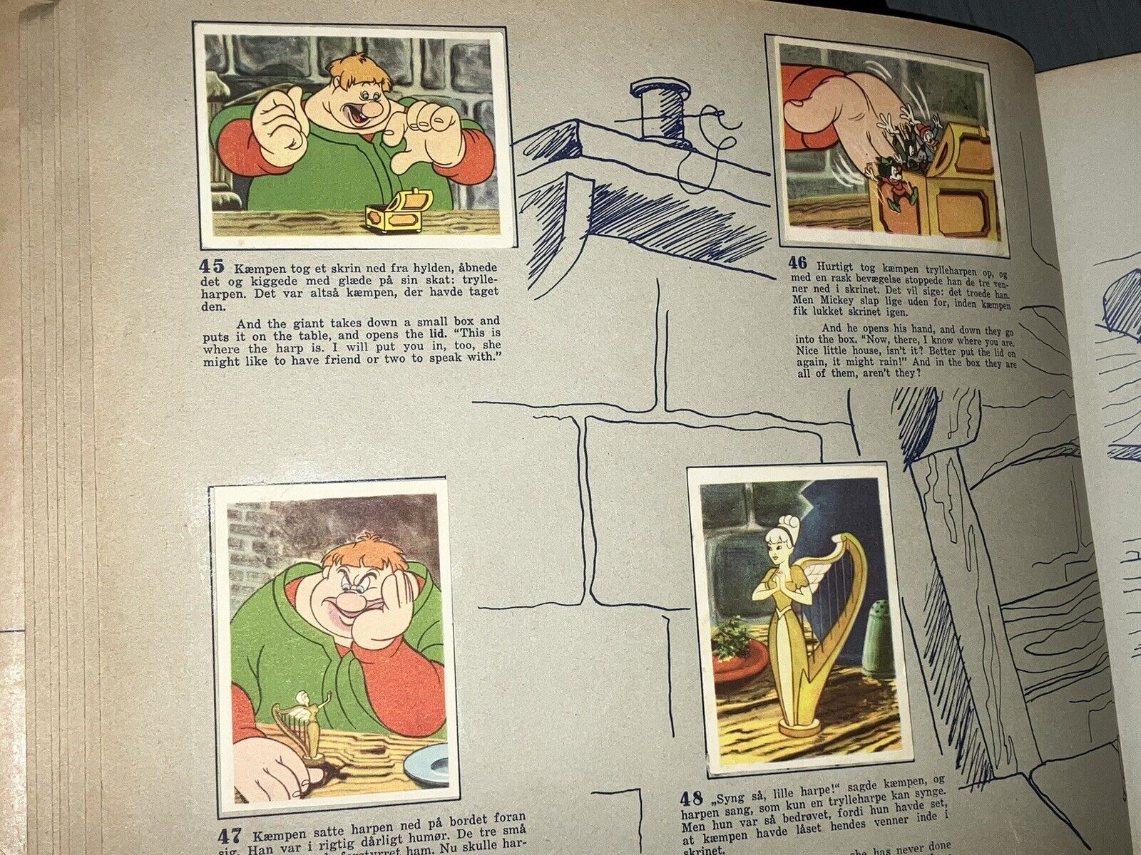 1952 Complete Set Danish Mickey Mouse Fun  Fancy Free FOSKA Trading Cards Album