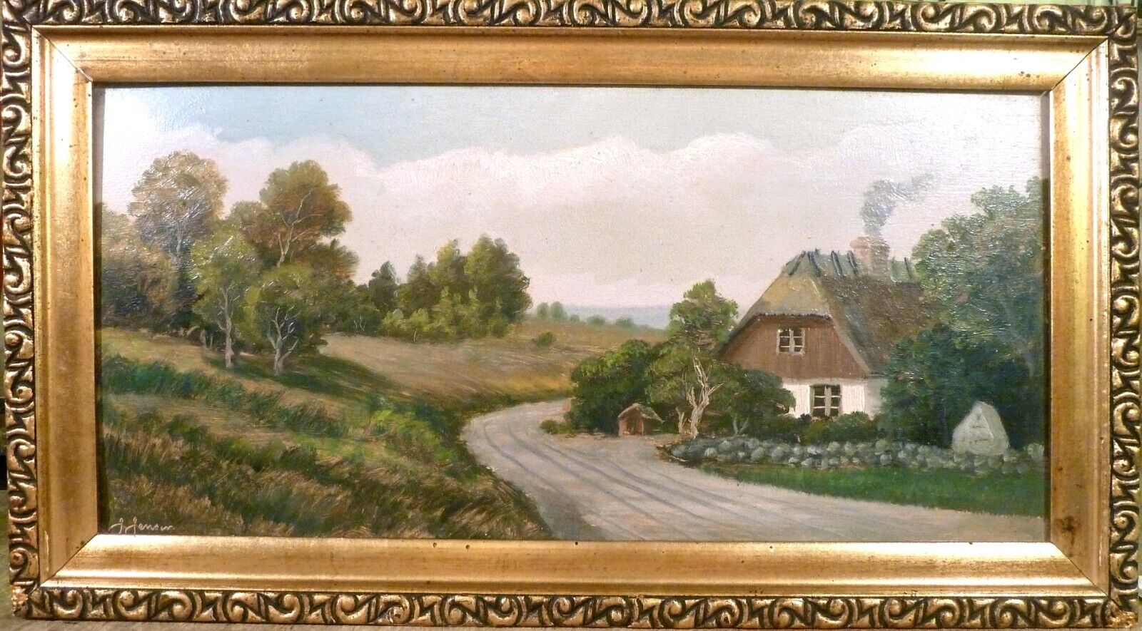 J. JENSEN! LANDSCAPE WITH OLD HOUSE