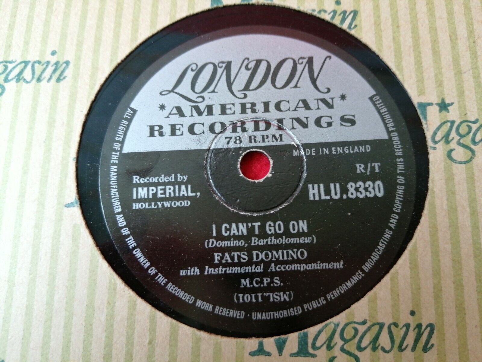 78 rpmFATS DOMINOBlueberry Hill/ I Can't Go OnLondon American Recordings