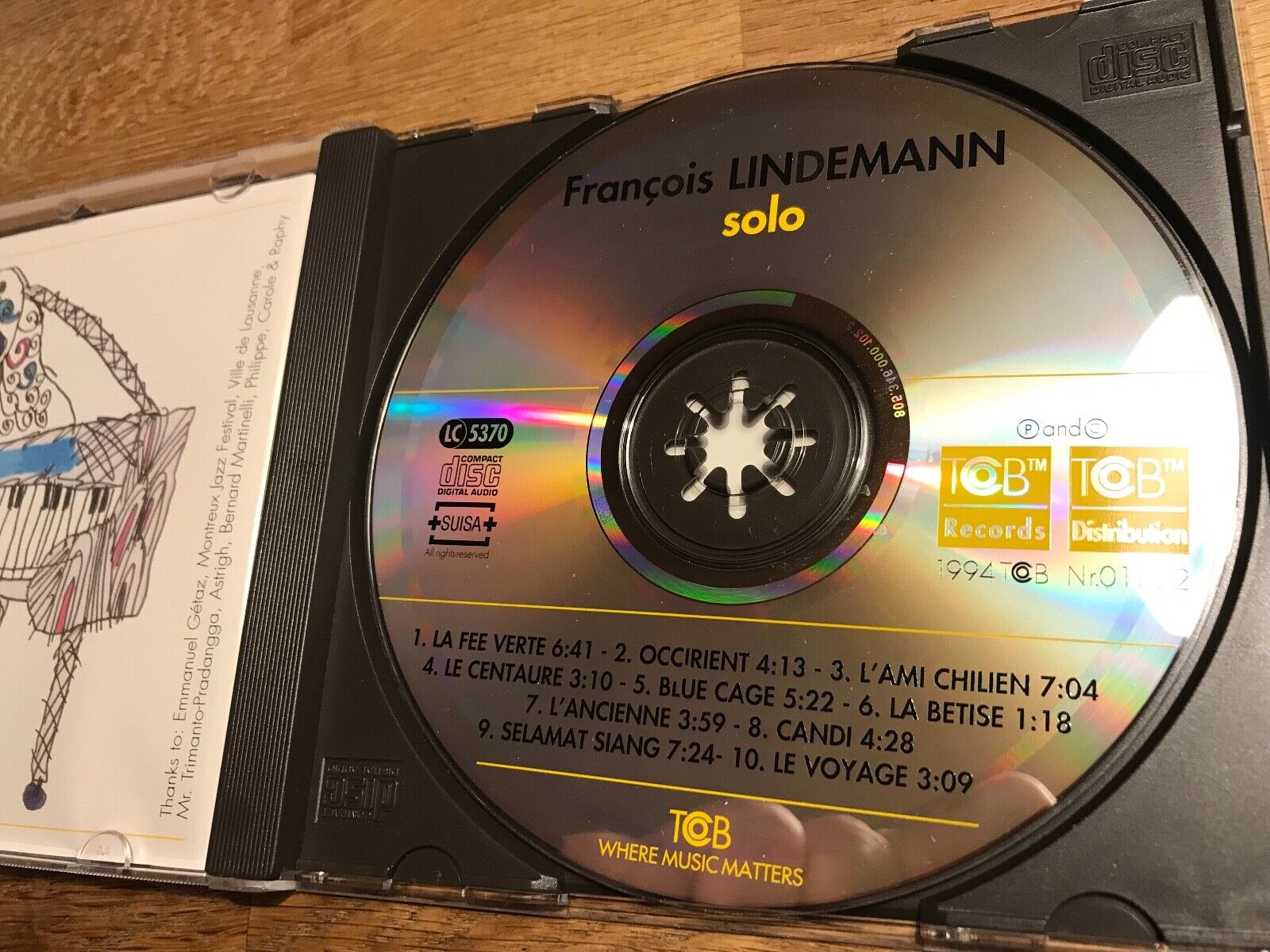 FRANCOIS LINDEMANN "SOLO" 1994 CD 10 TRACKS TCB RECORDS SWITZERLAND RARE OOP SEE