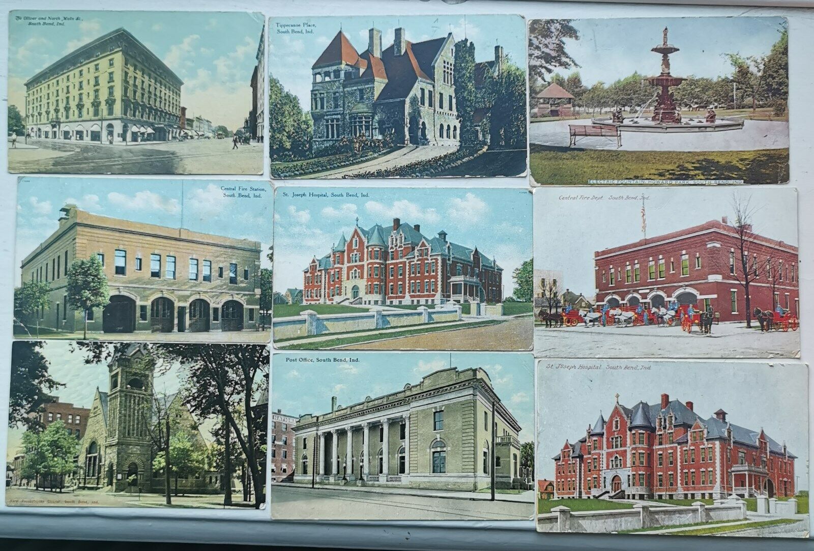 8 vintage postcard´s from South Bend Indiana - Danish immigrant´s writing home