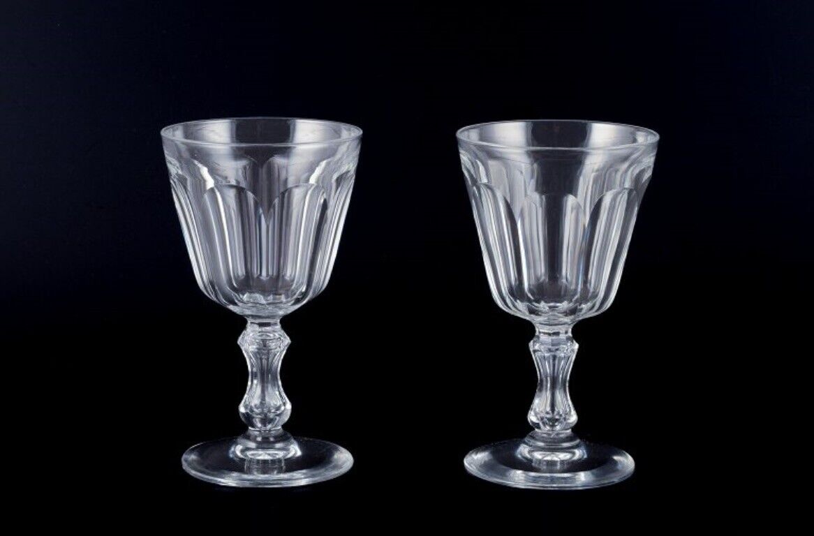 Val St Lambert Belgium Two "Lalaing" red wine glasses in crystal glass