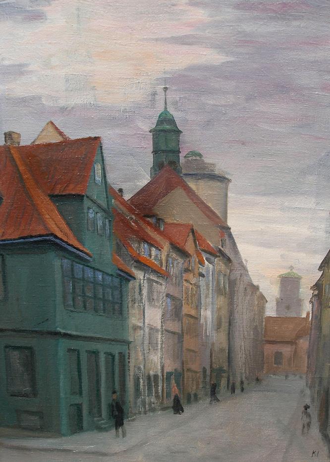 Professor Iversen (1886) Hazy morning at Landemaerket Copenhagen Ca 1910