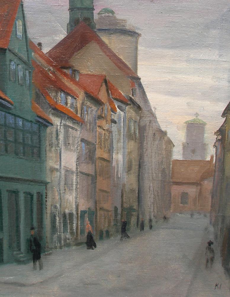 Professor Iversen (1886) Hazy morning at Landemaerket Copenhagen Ca 1910