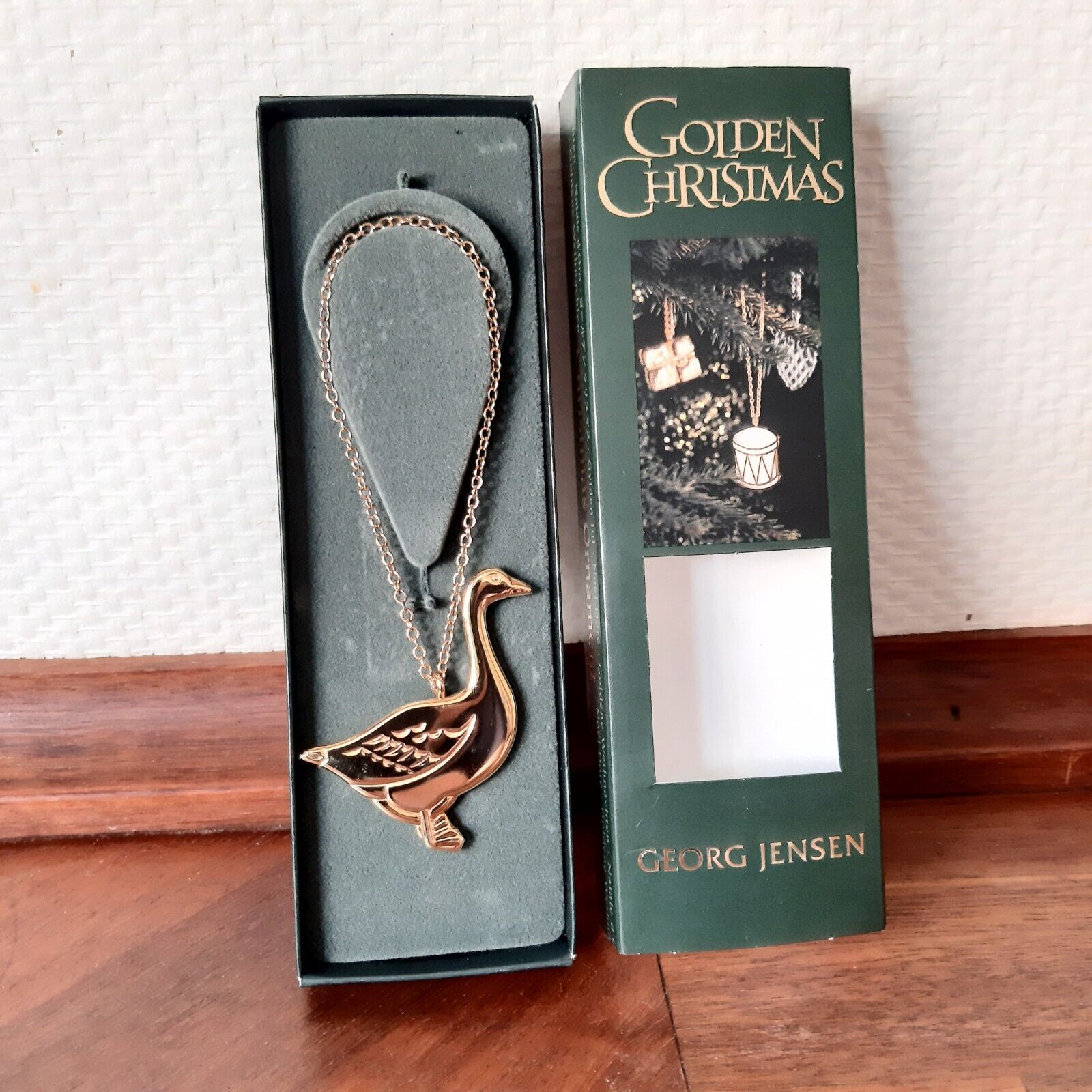 GOOSE Golden Christmas Tree Ornament 1998 GEORG JENSEN Gold Plated