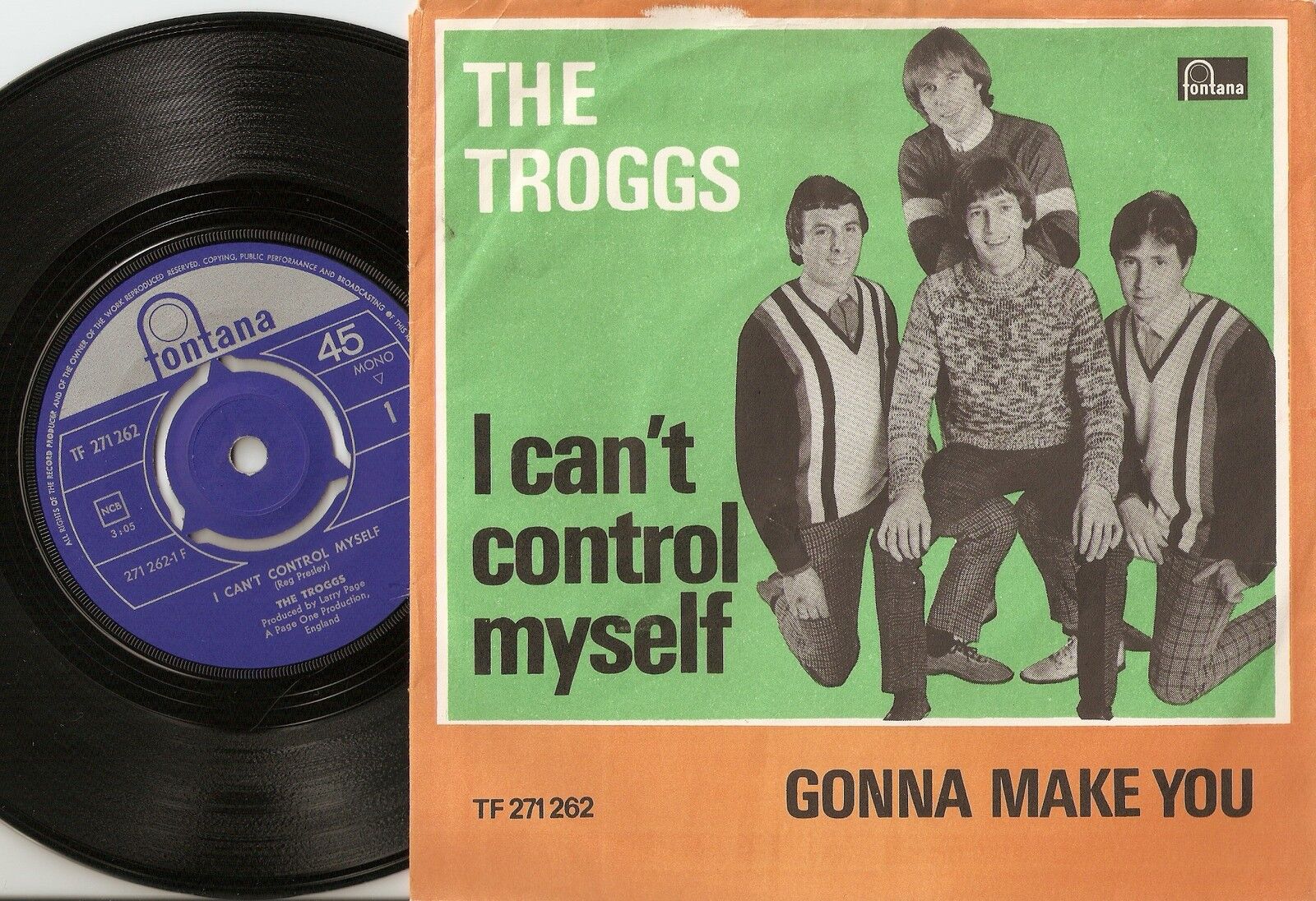 THE TROGGS I CAN`T CONTROL MYSELF NORWAY DANISH 45+PS 1966 MOD FREAKBEAT PSYCH