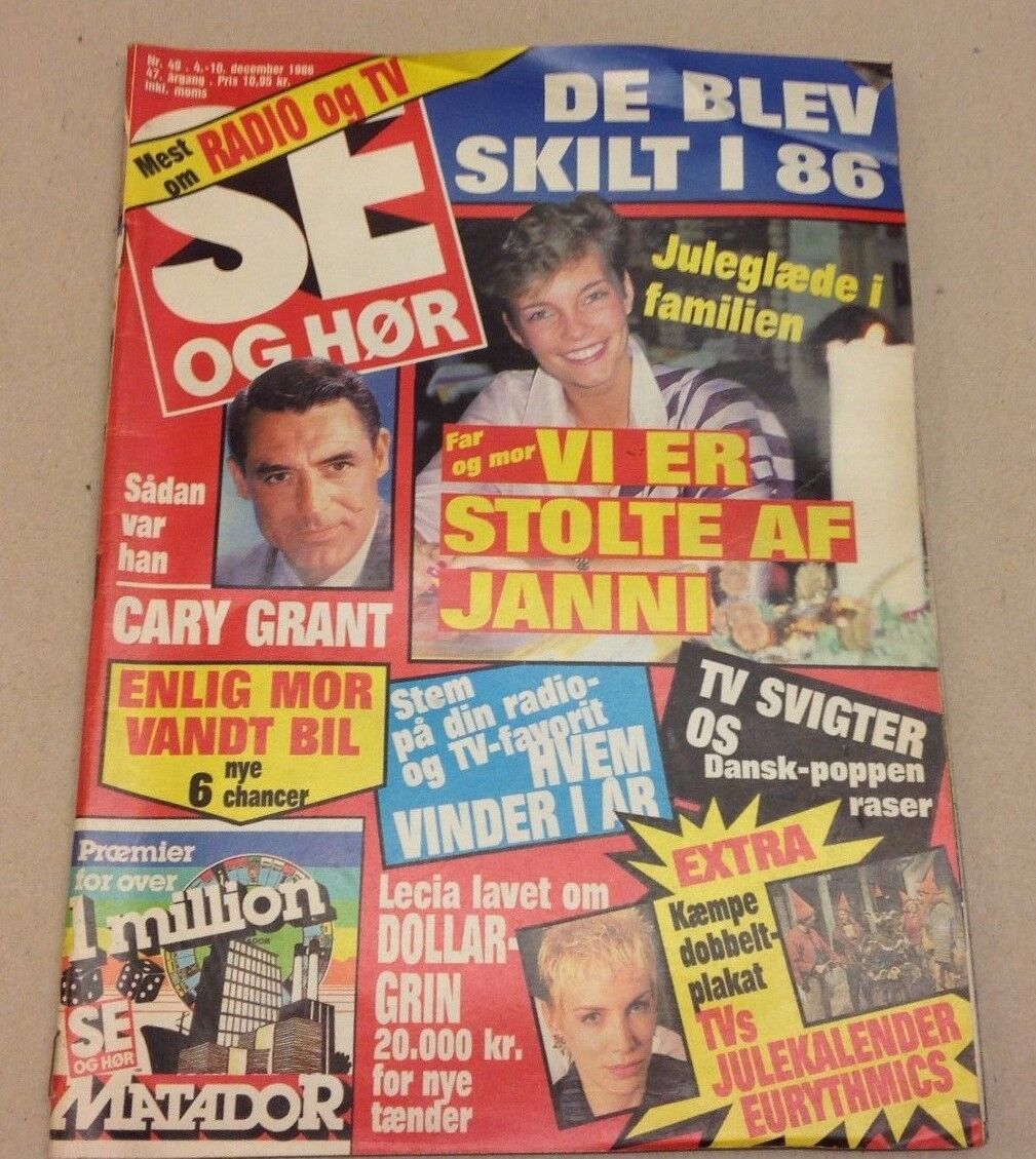 Cary Grant Death Memorial +Dynasty Back Cover Danish Magazine 1986 "Se og Hoer"